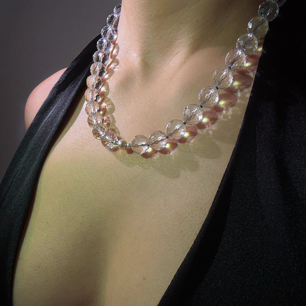 Oracle Ascendant Clear Quartz Pearl Awareness Necklace