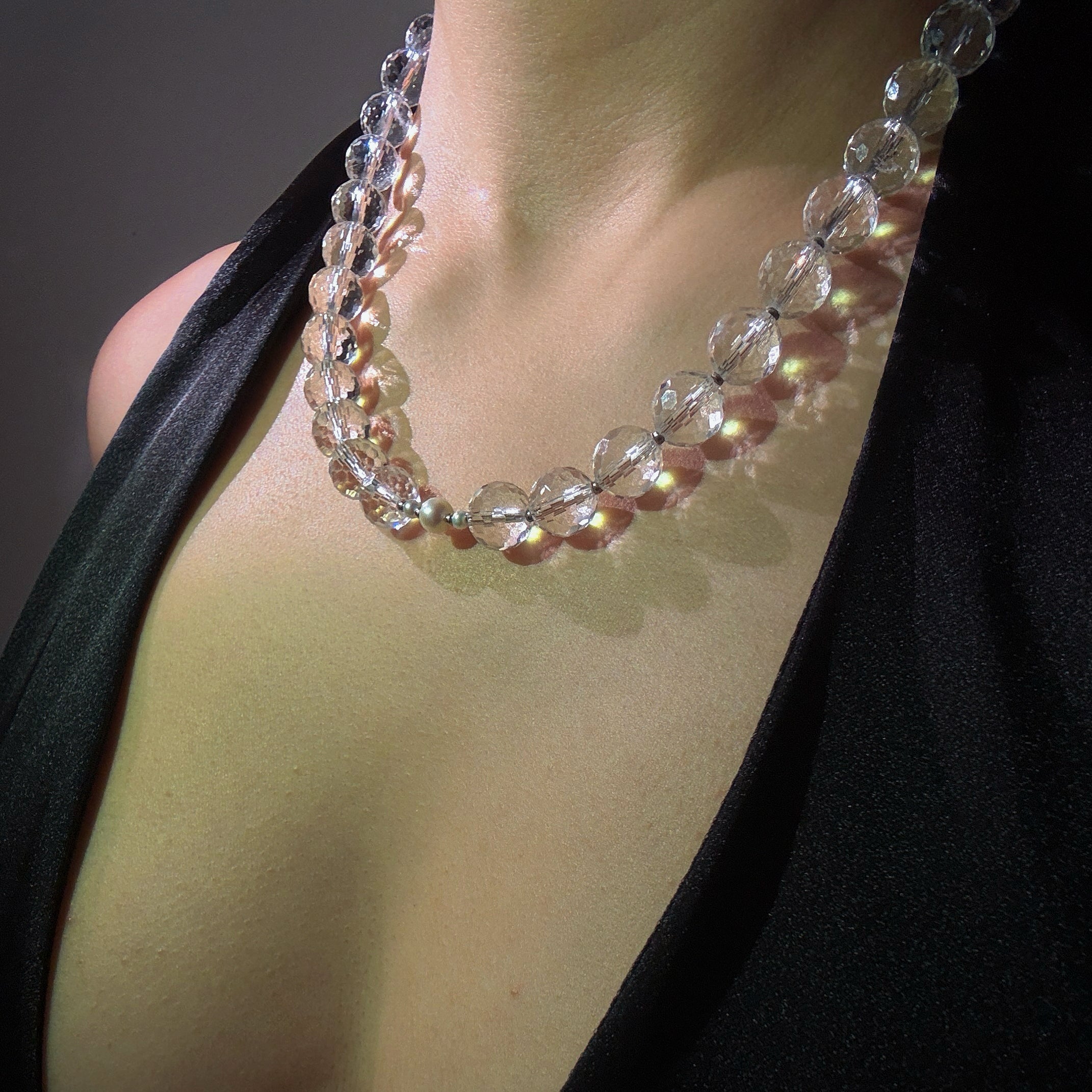 Oracle Ascendant Clear Quartz Pearl Awareness Necklace