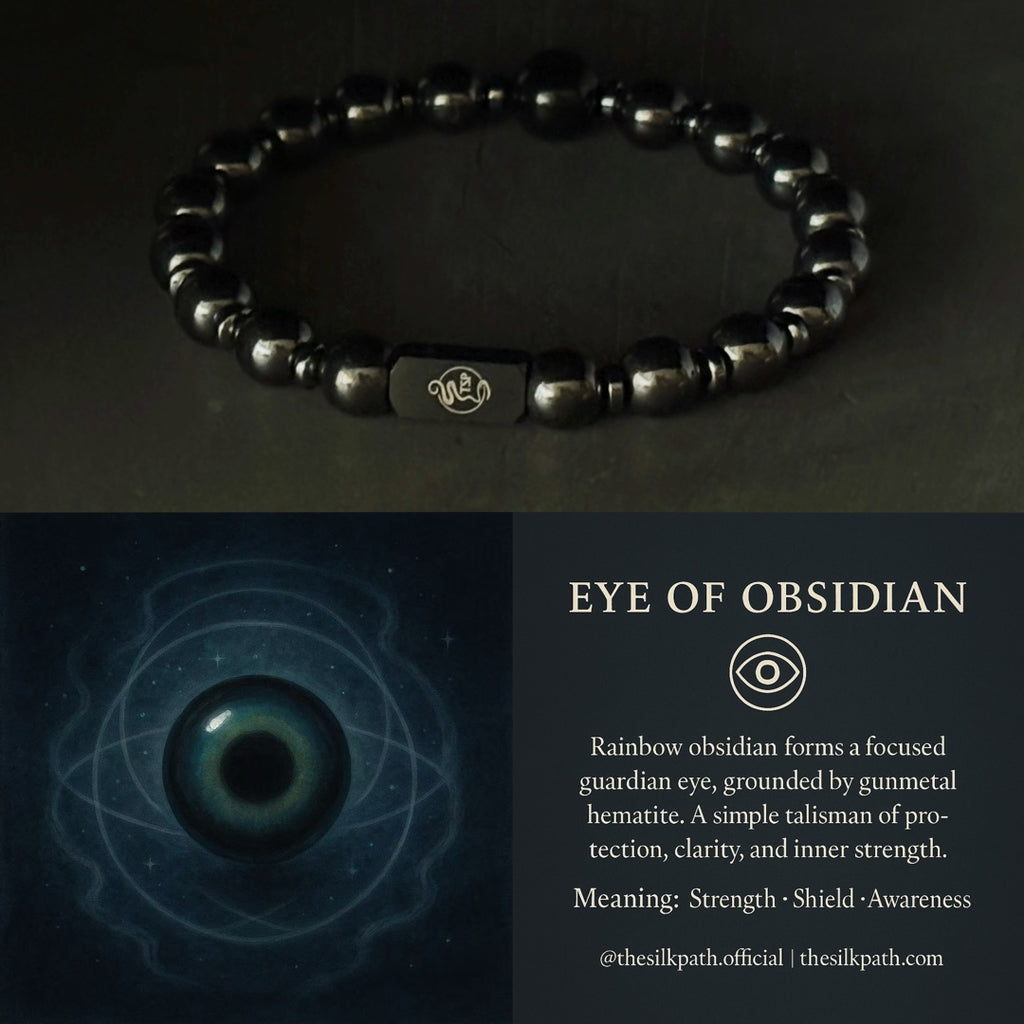 Eye of Obsidian Rainbow Obsidian Hematite Protection Bracelet