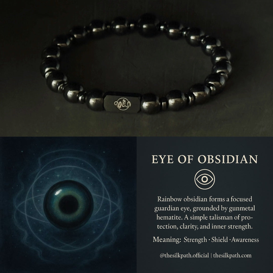 Eye of Obsidian Rainbow Obsidian Hematite Protection Bracelet