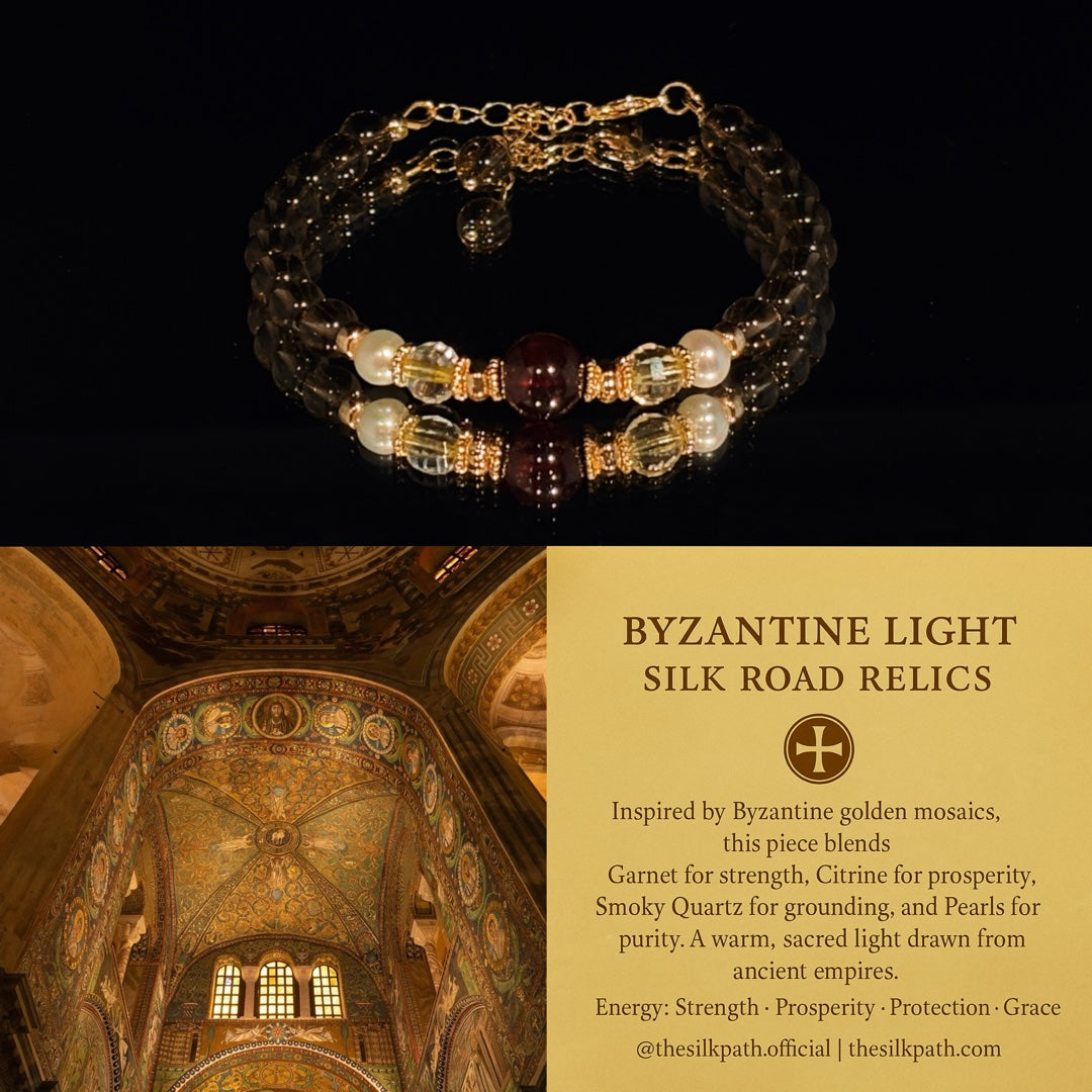 Byzantine Light Smoky Quartz Citrine Garnet Bracelet