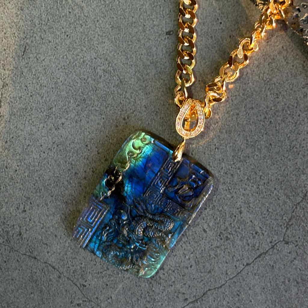 Dragon of Living Light Natural labradorite Pendant