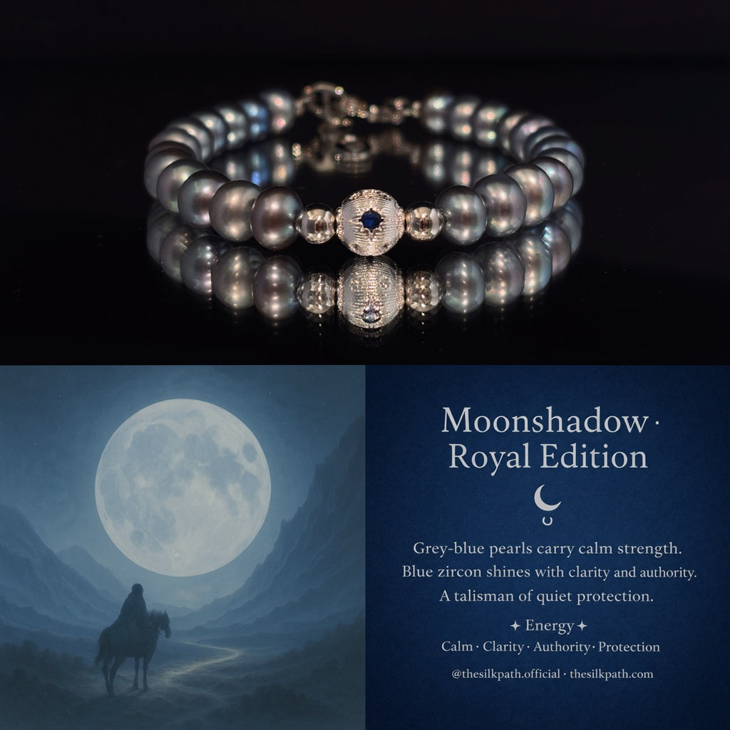 Moon shadow Grey Pearl Blue Zircon Strength Bracelet