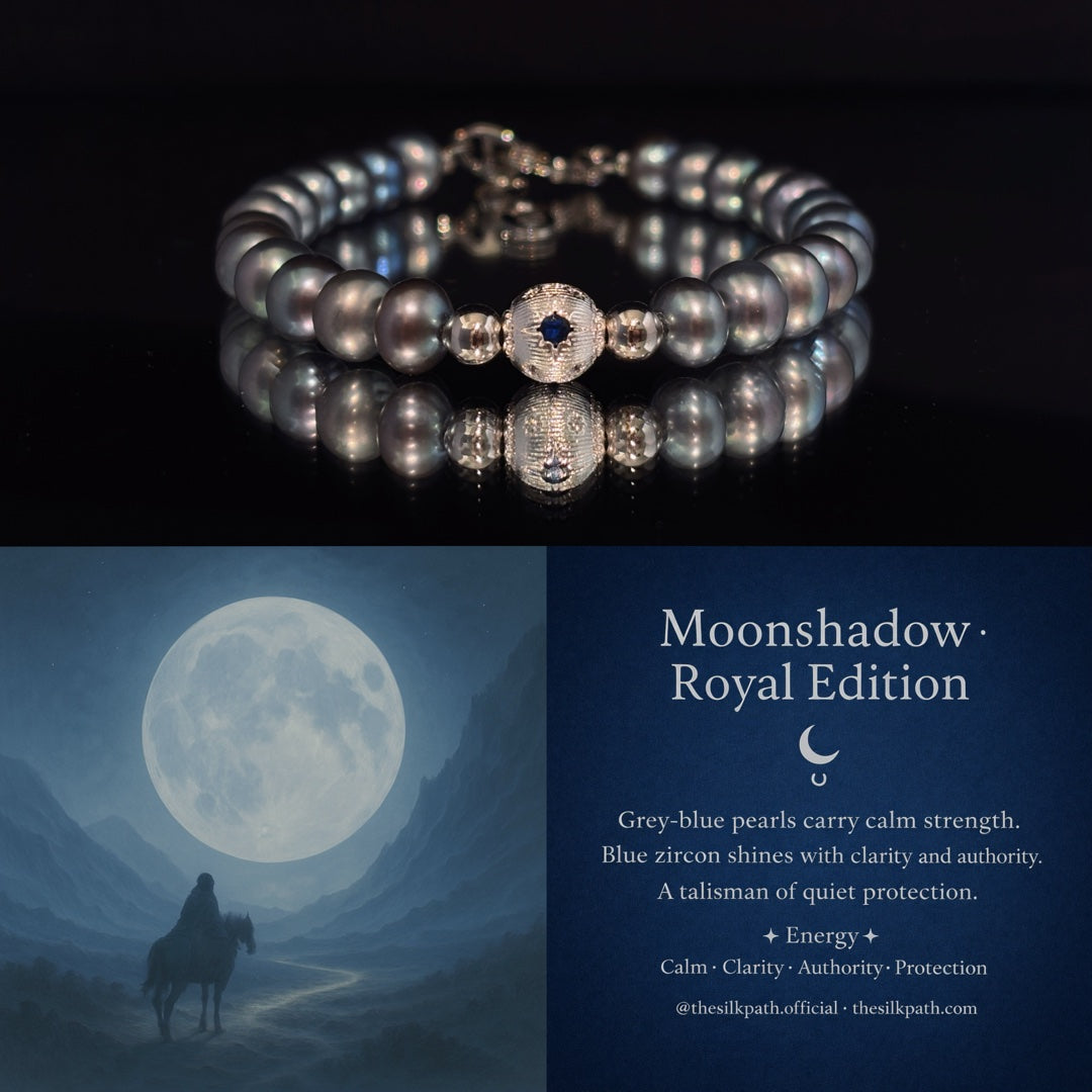 Moon shadow Grey Pearl Blue Zircon Strength Bracelet