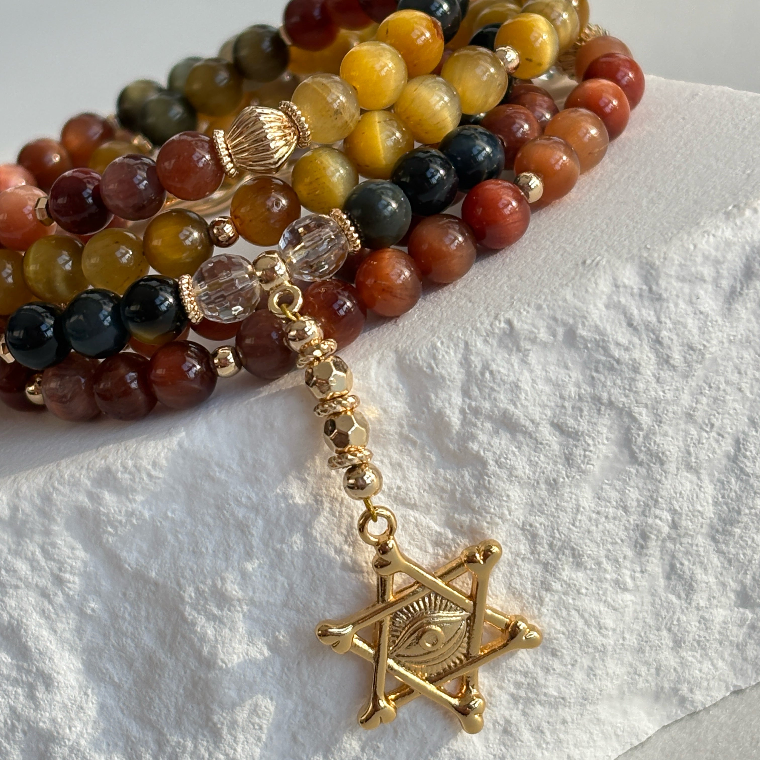 Watcher’s Sigil Tiger’s Eye Clear Quartz Protection Necklace