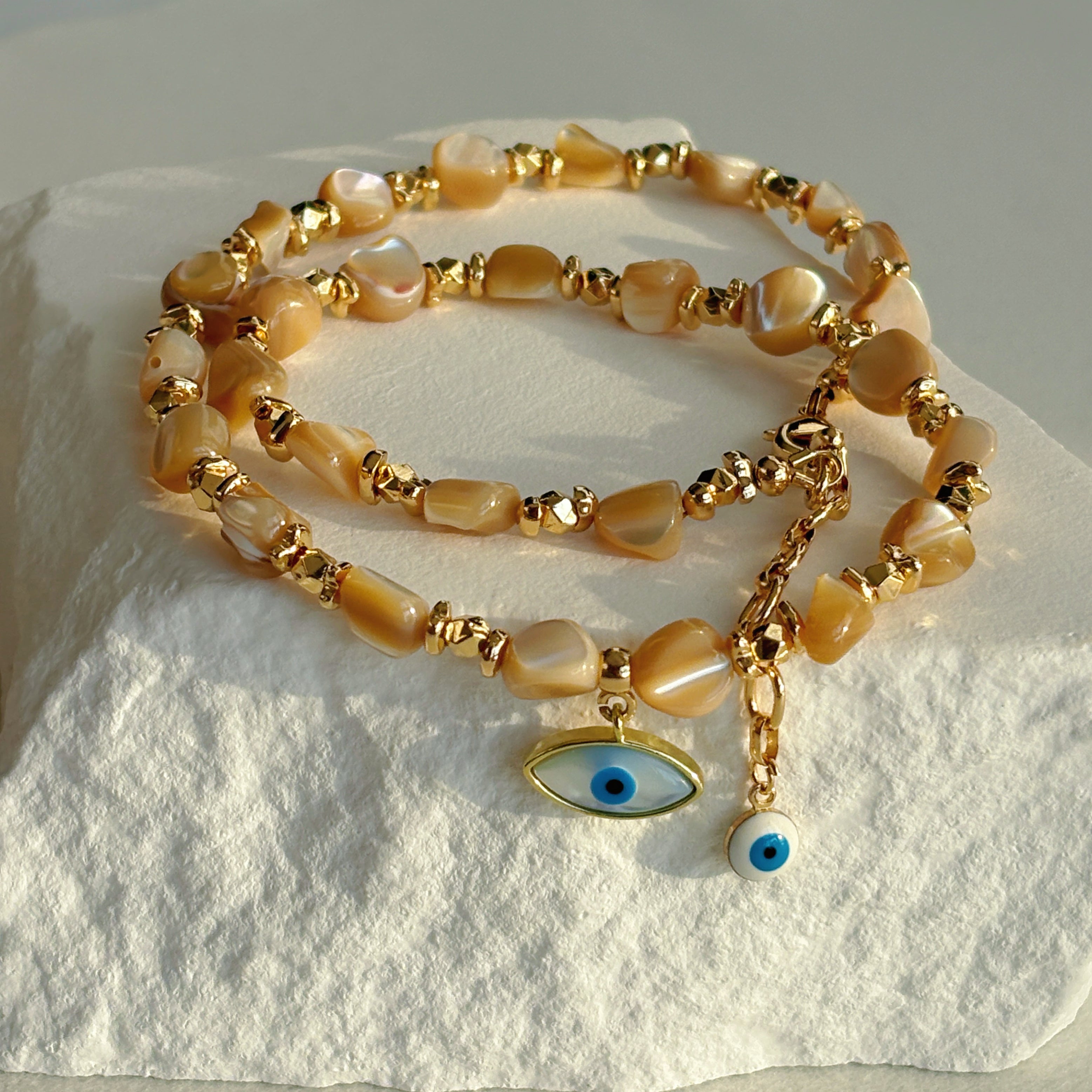 Golden Shell Guardian Yellow Shell Evil Eye Necklace