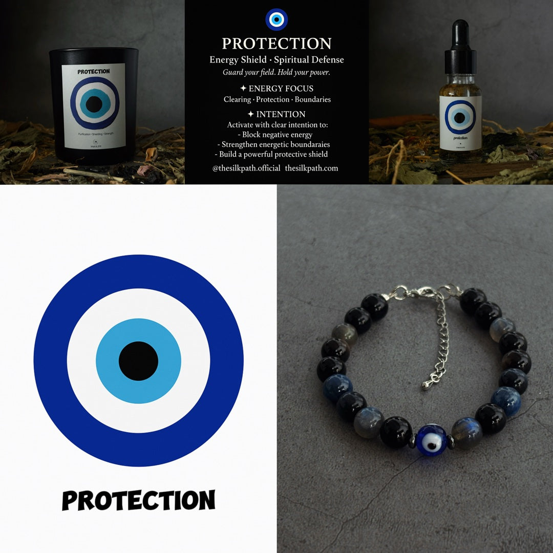 Celestial Shield Obsidian Kyanite Blue Tiger’s Eye Protection Bracelet