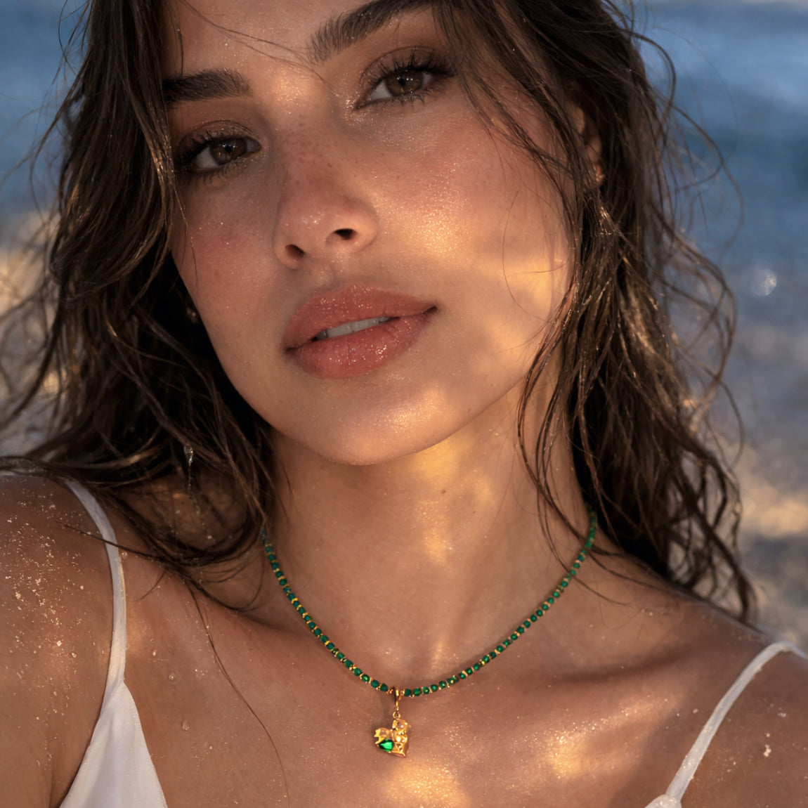 Healing Series Heart of Renewal Green Agate Heart Chakra Necklace