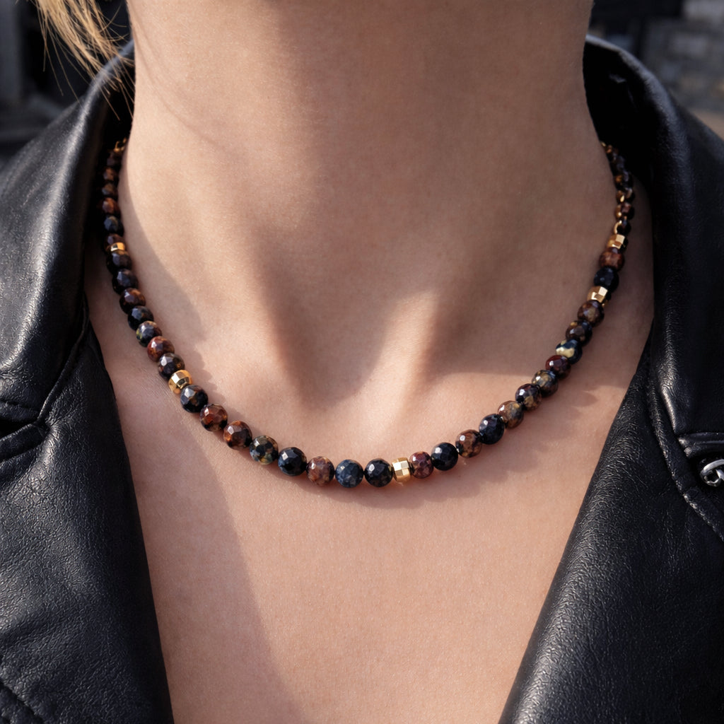 Luminous Iron Moon Pietersite Dark Storm Necklace
