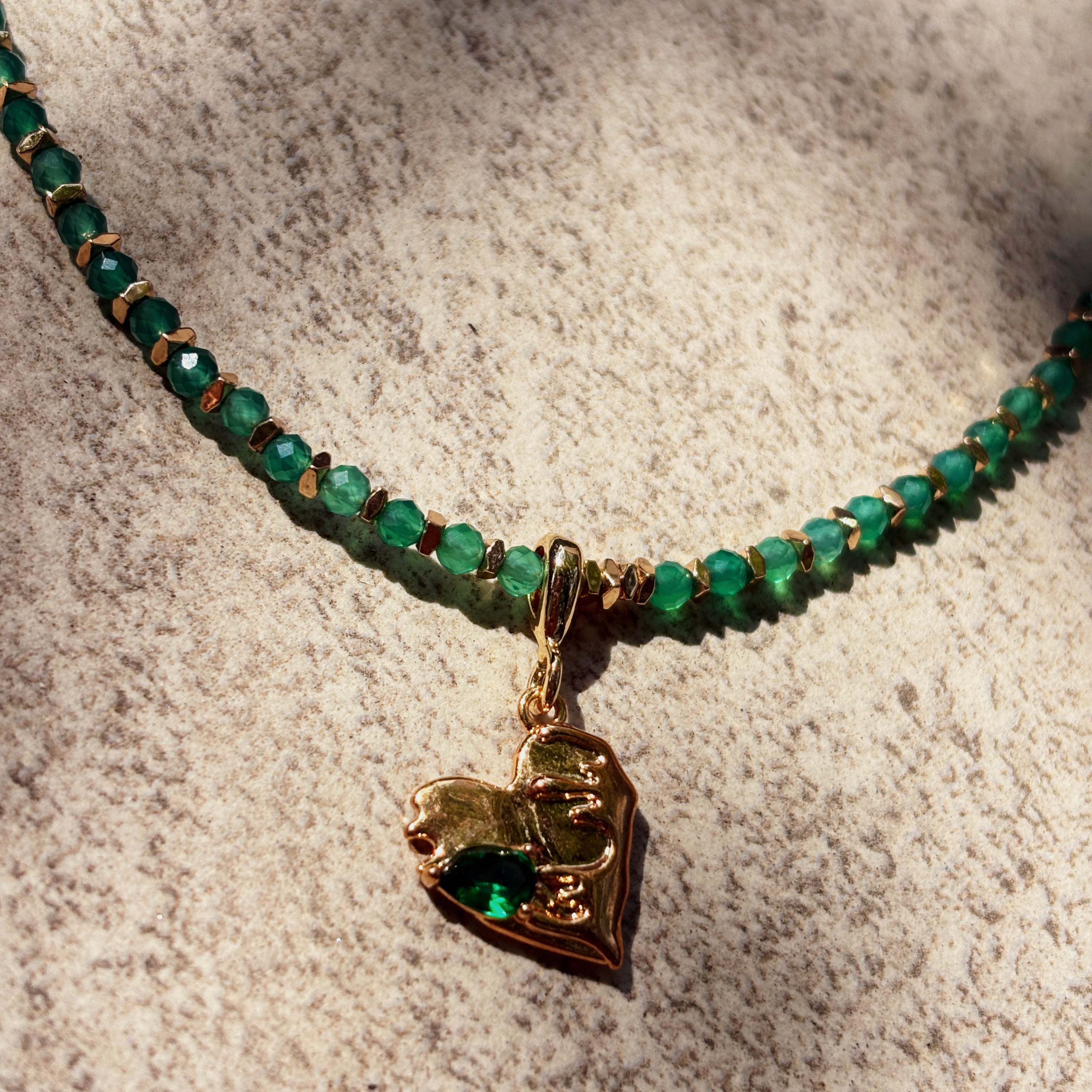 Healing Series Heart of Renewal Green Agate Heart Chakra Necklace