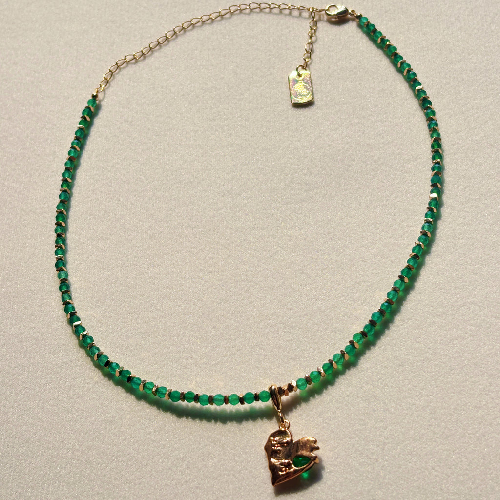 Healing Series Heart of Renewal Green Agate Heart Chakra Necklace
