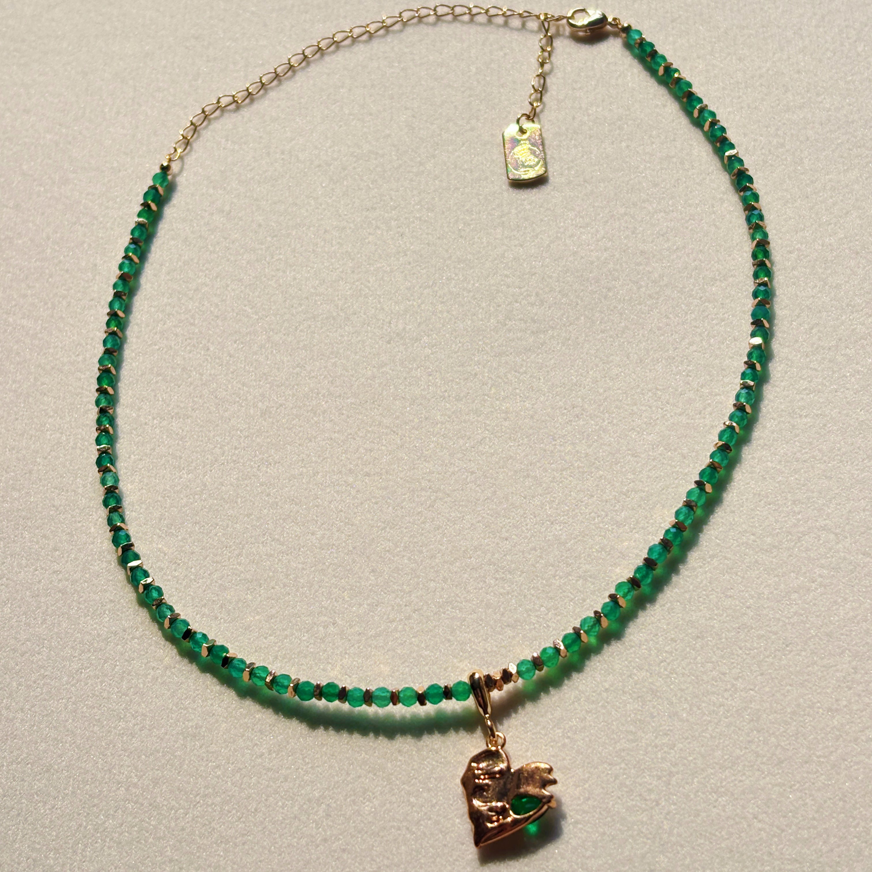 Healing Series Heart of Renewal Green Agate Heart Chakra Necklace
