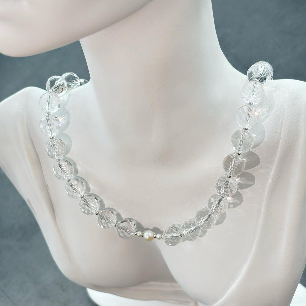 Oracle Ascendant Clear Quartz Pearl Awareness Necklace