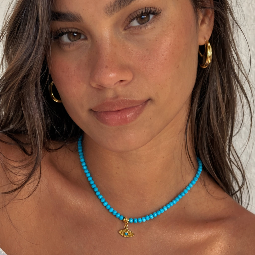 Sentinel Azure Eye Faceted Magnesite Evil Eye Protection Necklace