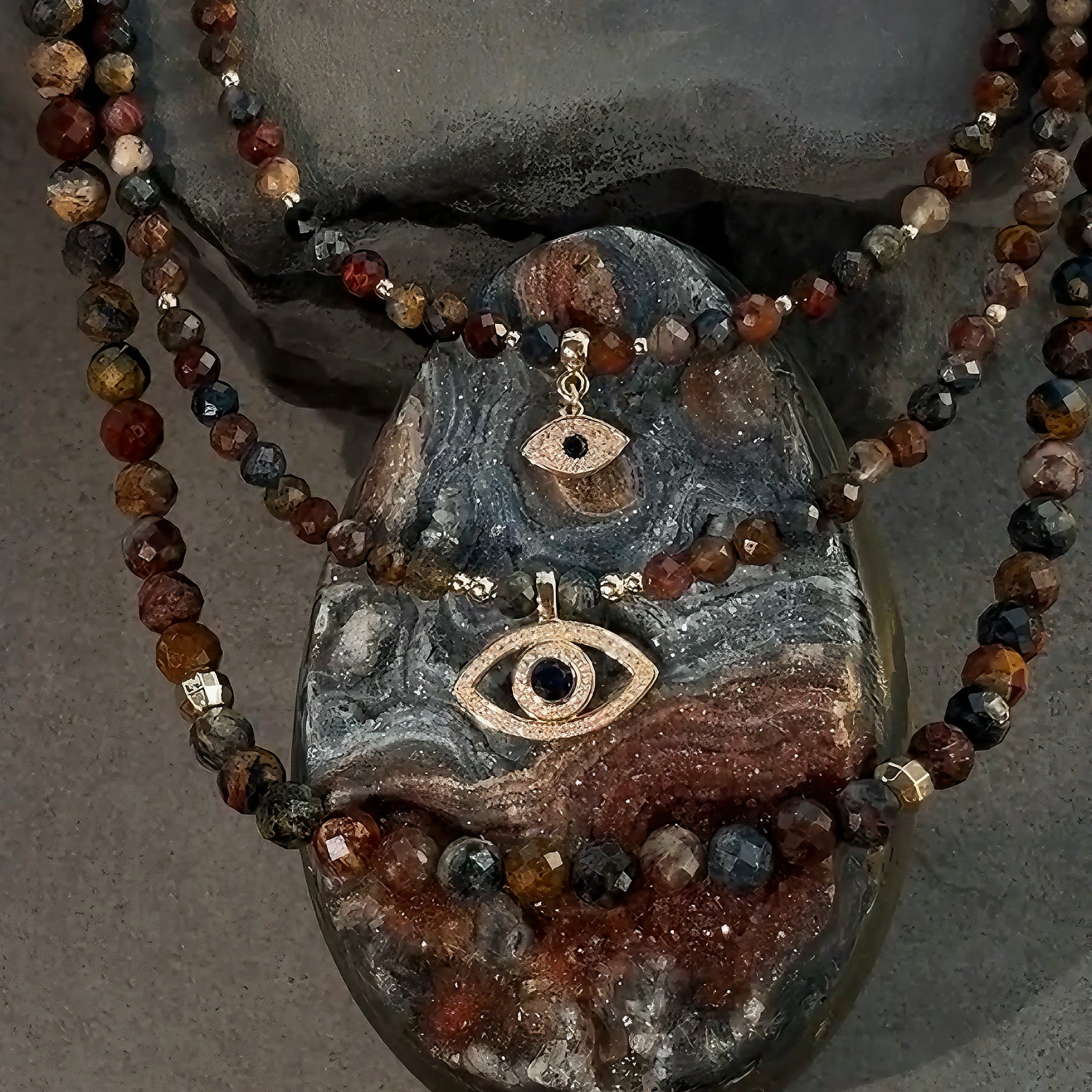 Sentinel Eclipse Eye Pietersite Gold Evil Eye Protection Talisman Bracelet