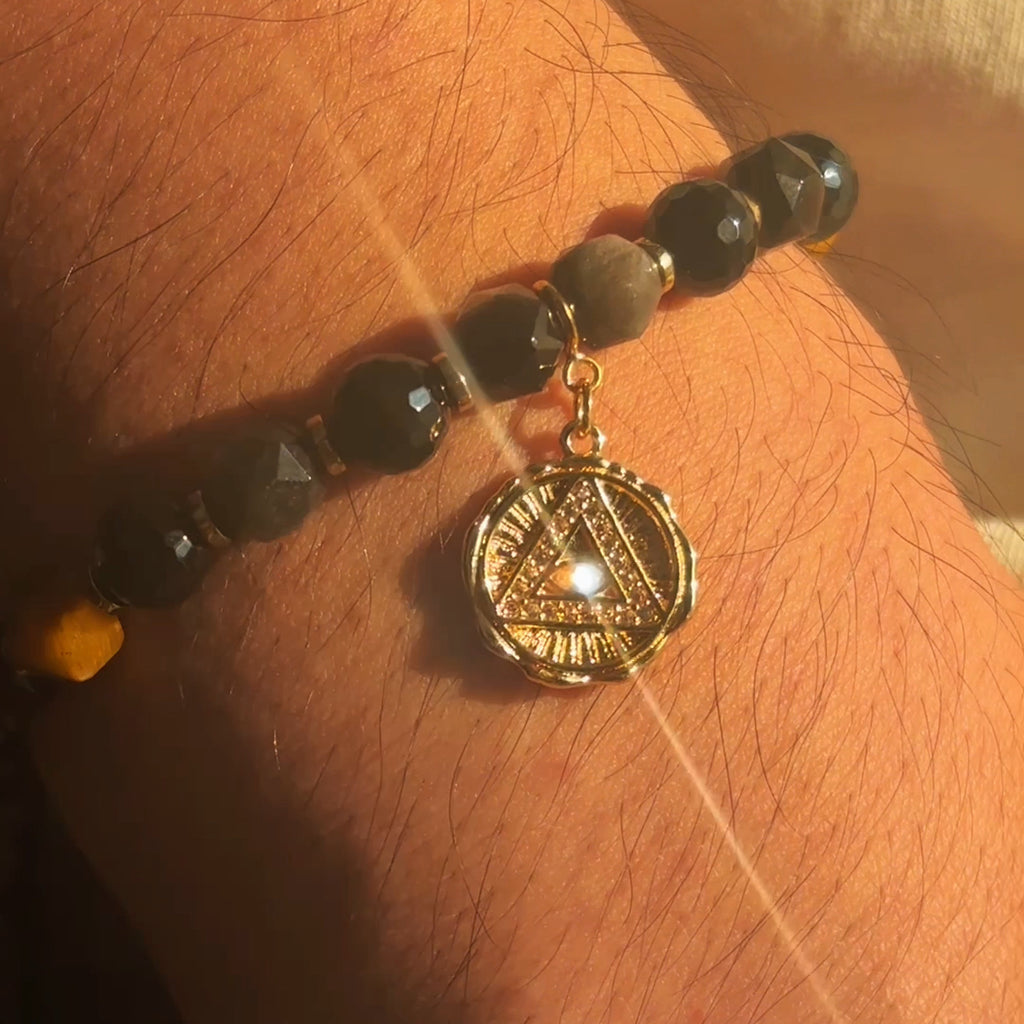 Banish Black Agate Silver Obsidian Golden Tiger’s Eye Bracelet