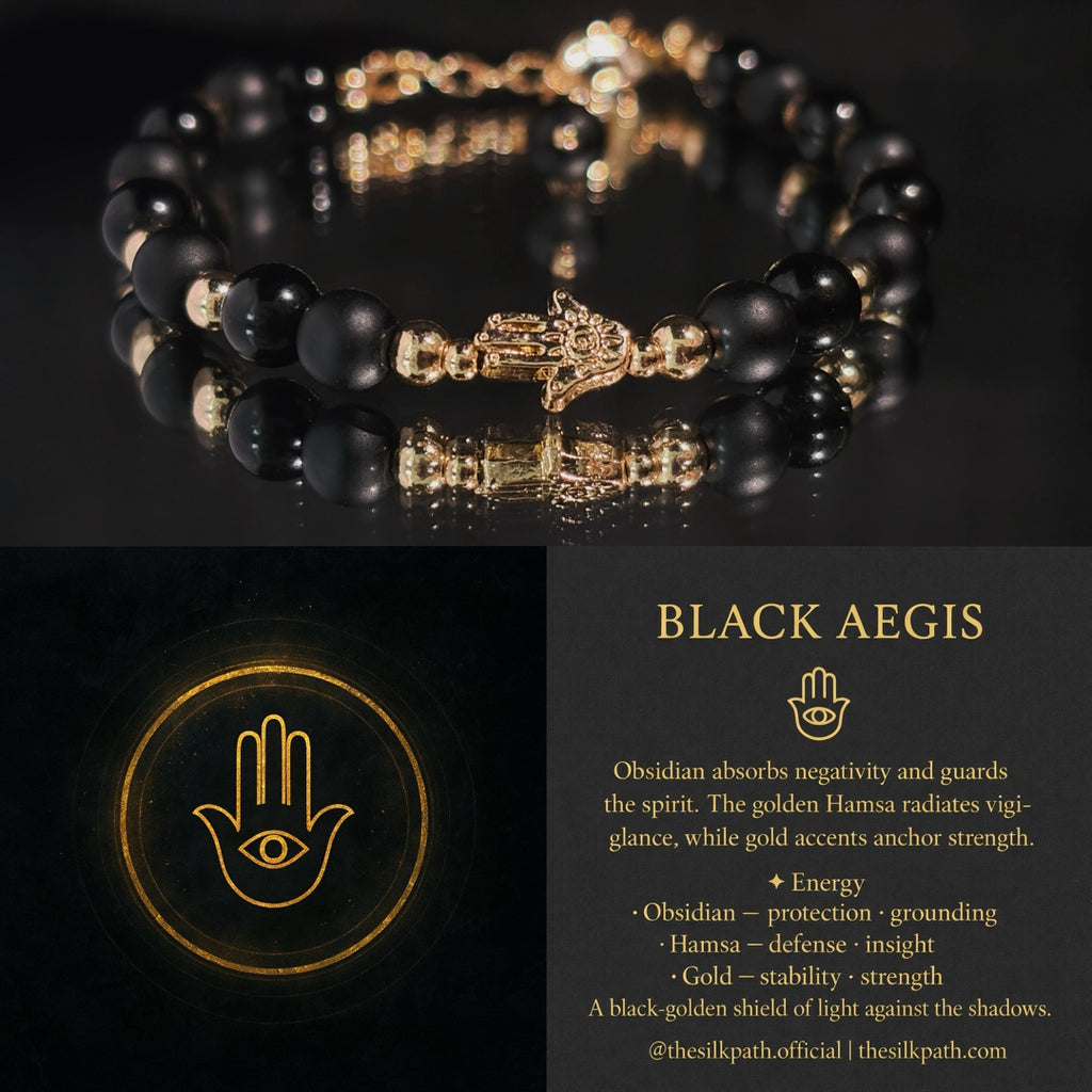 Black Aegis Obsidian Hamsa Protection Bracelet