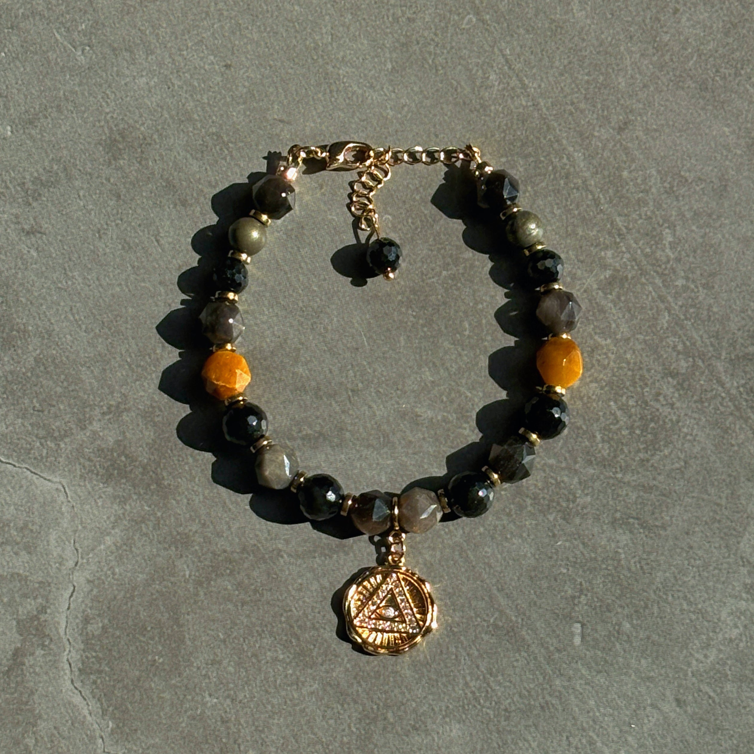 Banish Black Agate Silver Obsidian Golden Tiger’s Eye Bracelet