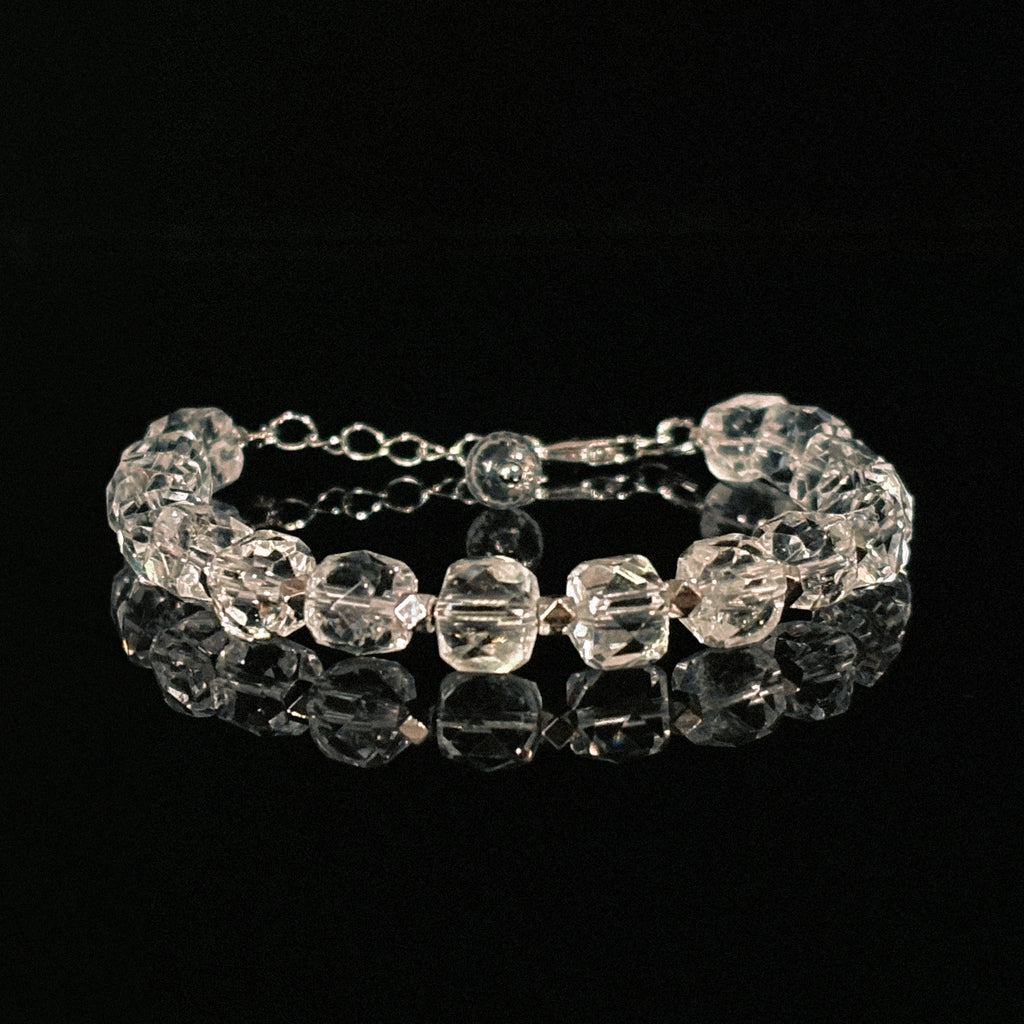 Luminous Frozen Light Faceted Clear Quartz Bracelet