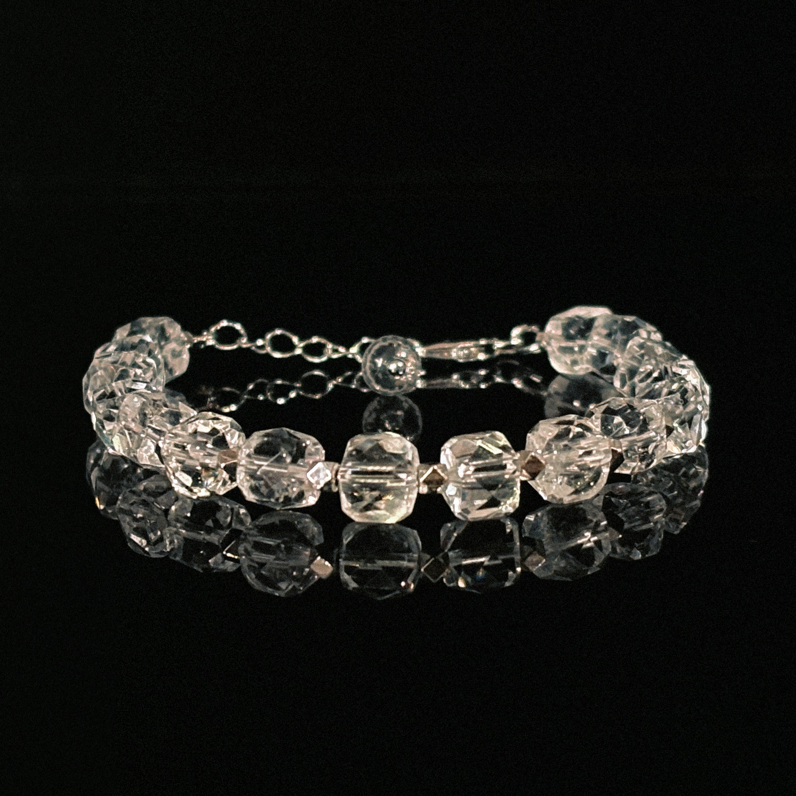 Luminous Frozen Light Faceted Clear Quartz Bracelet