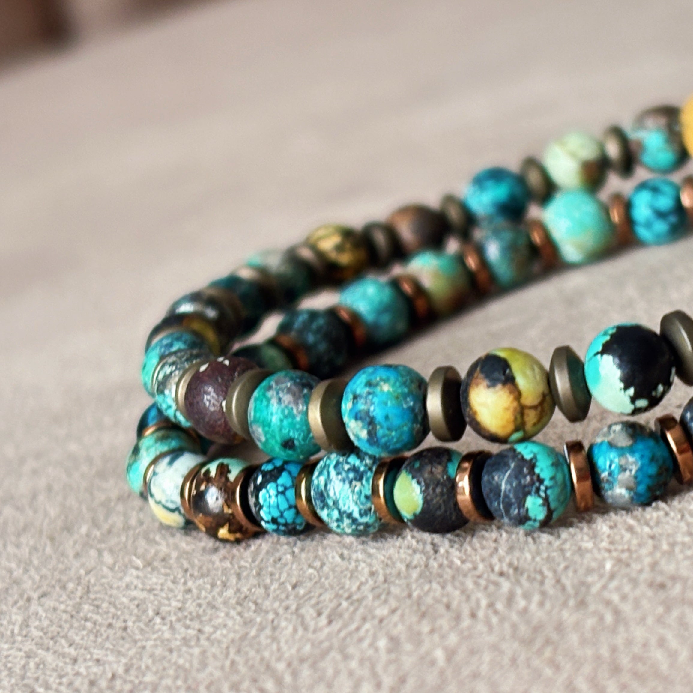 Silk Road Relics Turquoise Hematite Grounding Bracelet