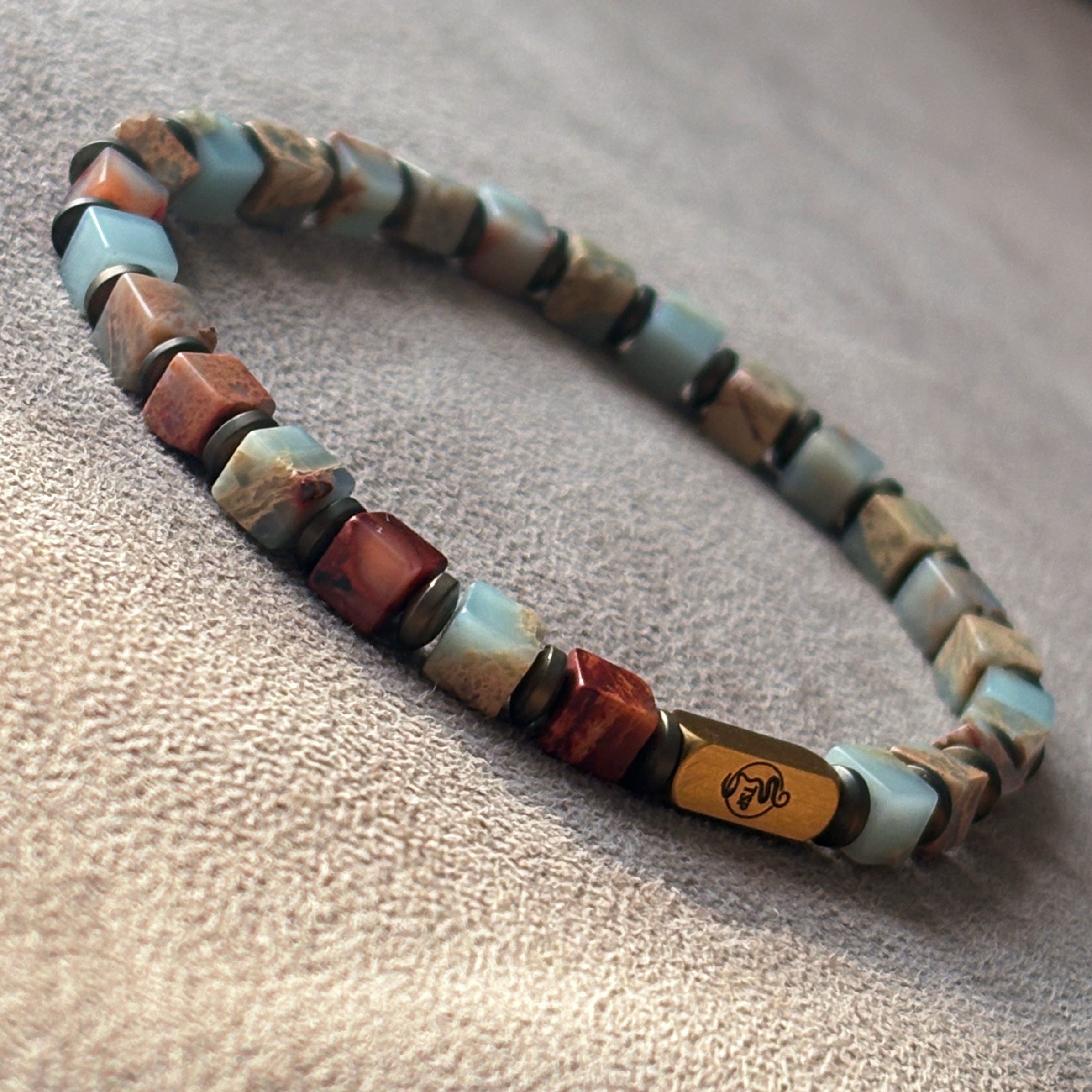 Silk Road Relic Harbor of Echoes Aqua Terra Jasper Grounding Bracelet