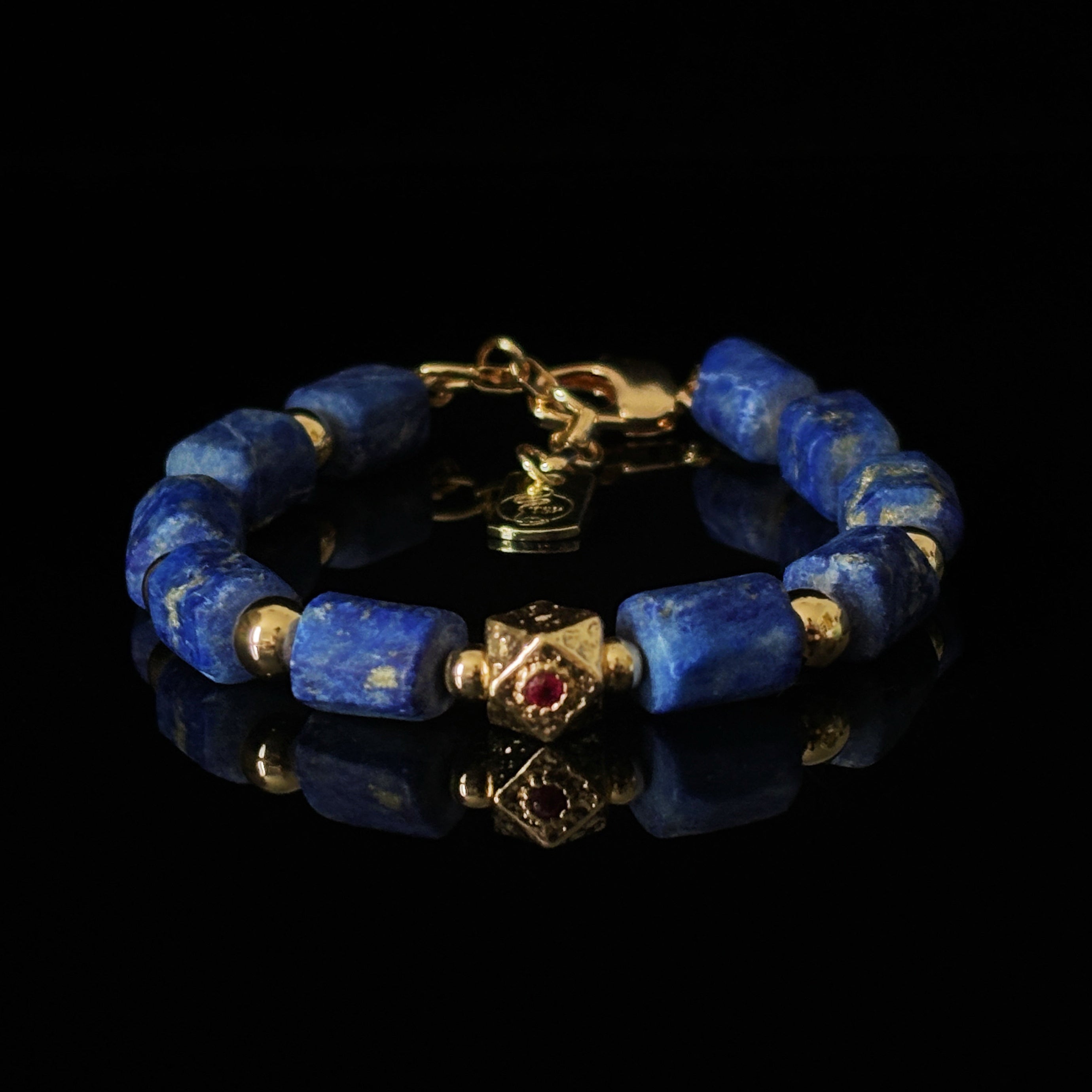 Silk Road Relic Celestial Authority Lapis Lazuli Red Zircon Bracelet