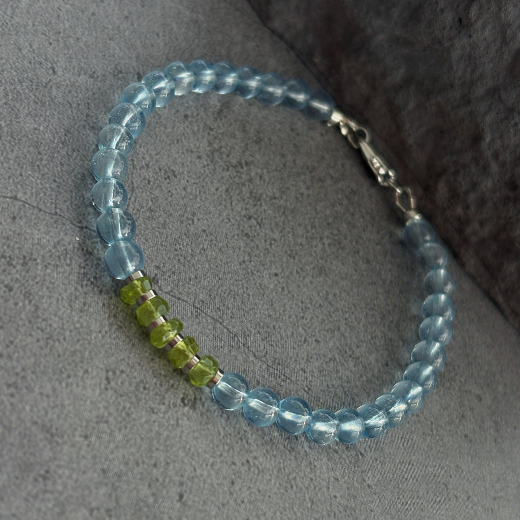 Silk Road Dew Aquamarine & Peridot Bracelet