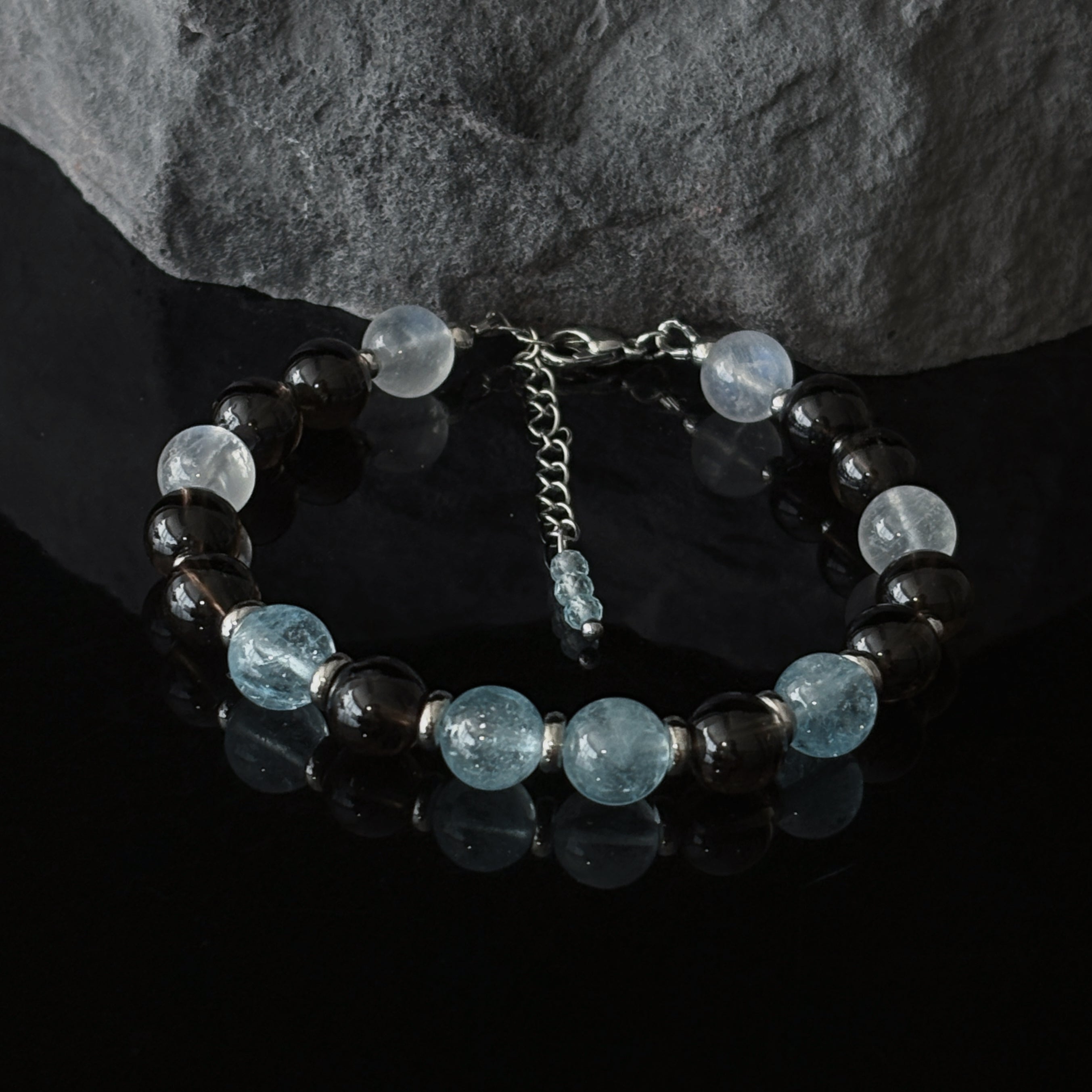 Kashmir Blue Blue Topaz Moonstone Smoky Quartz Bracelet