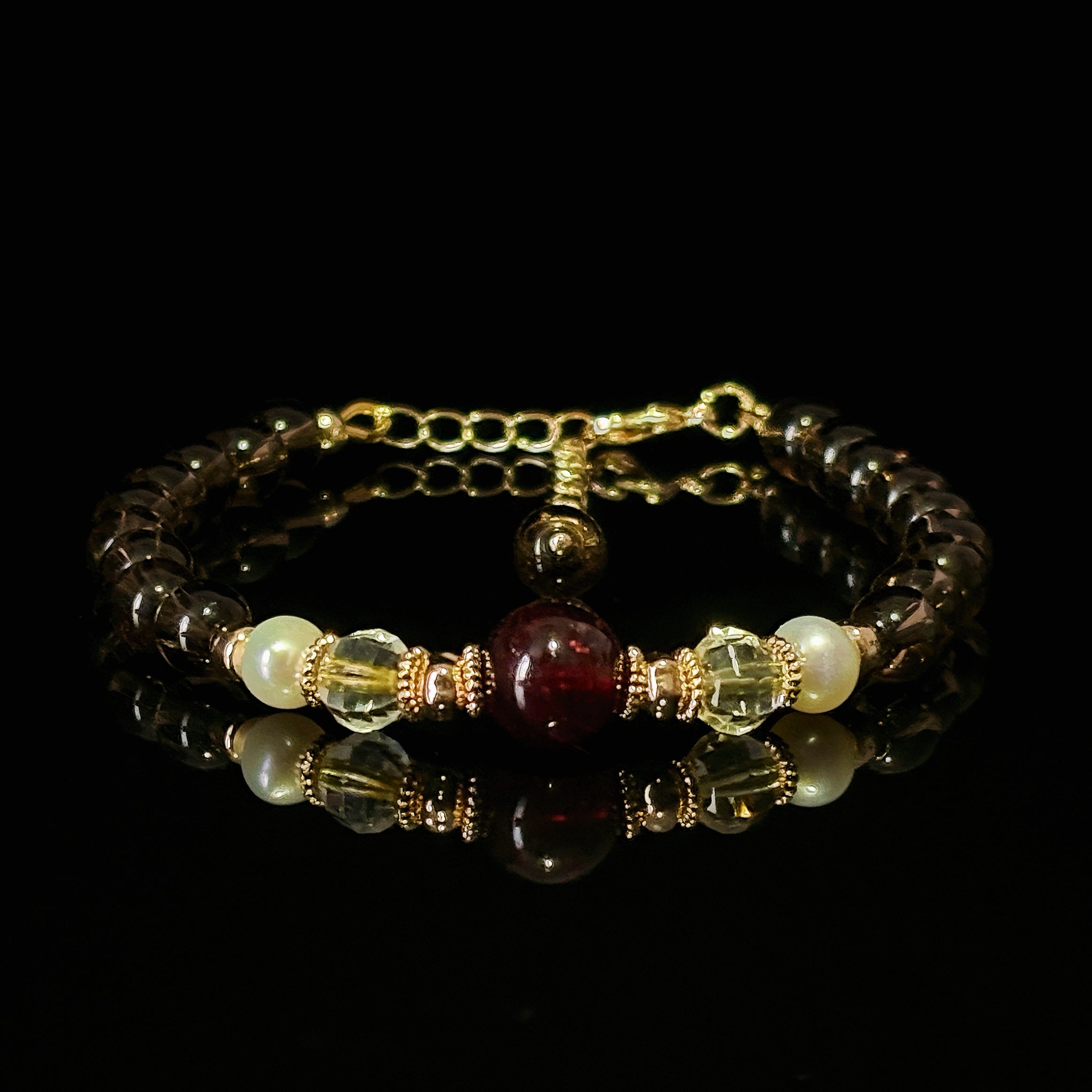 Silk Road Relic Byzantine Light Smoky Quartz Citrine Garnet Bracelet
