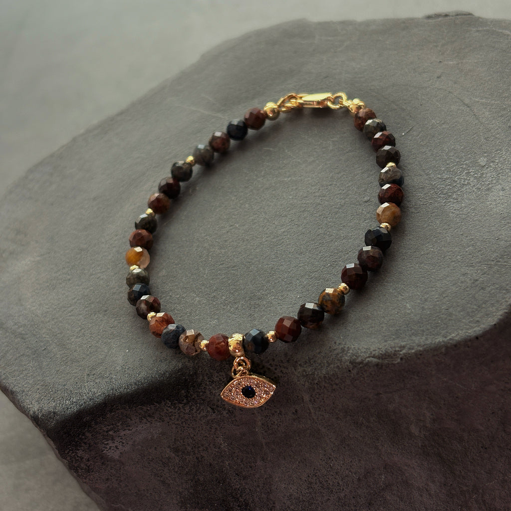 Eclipse Eye Pietersite Bracelet Gold Evil Eye Protection Talisman