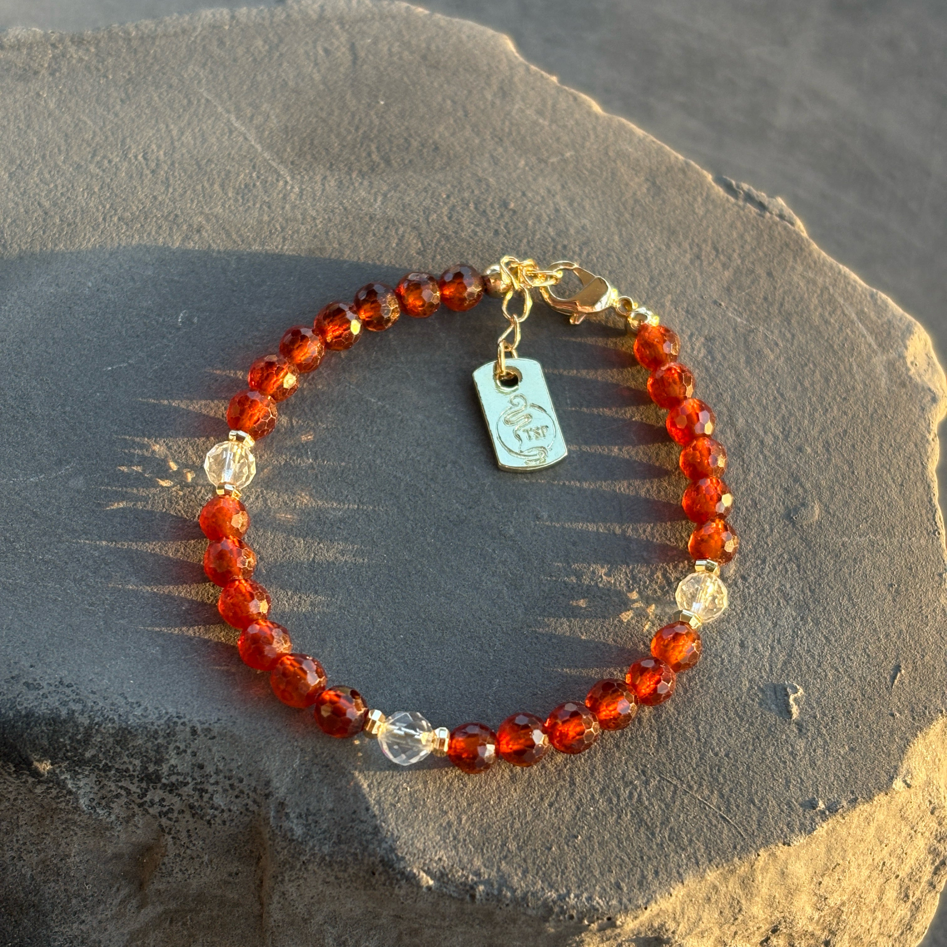 Sacral Flame Orange Garnet Clear Quartz Creativity Bracelet