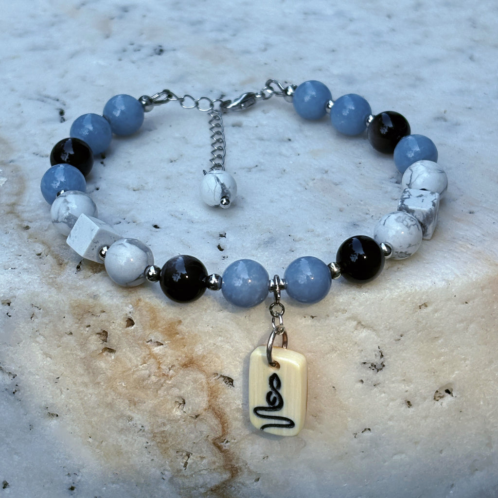 Silk Road Relic Formless Buddha Angelite Howlite Limitless Self Bracelet