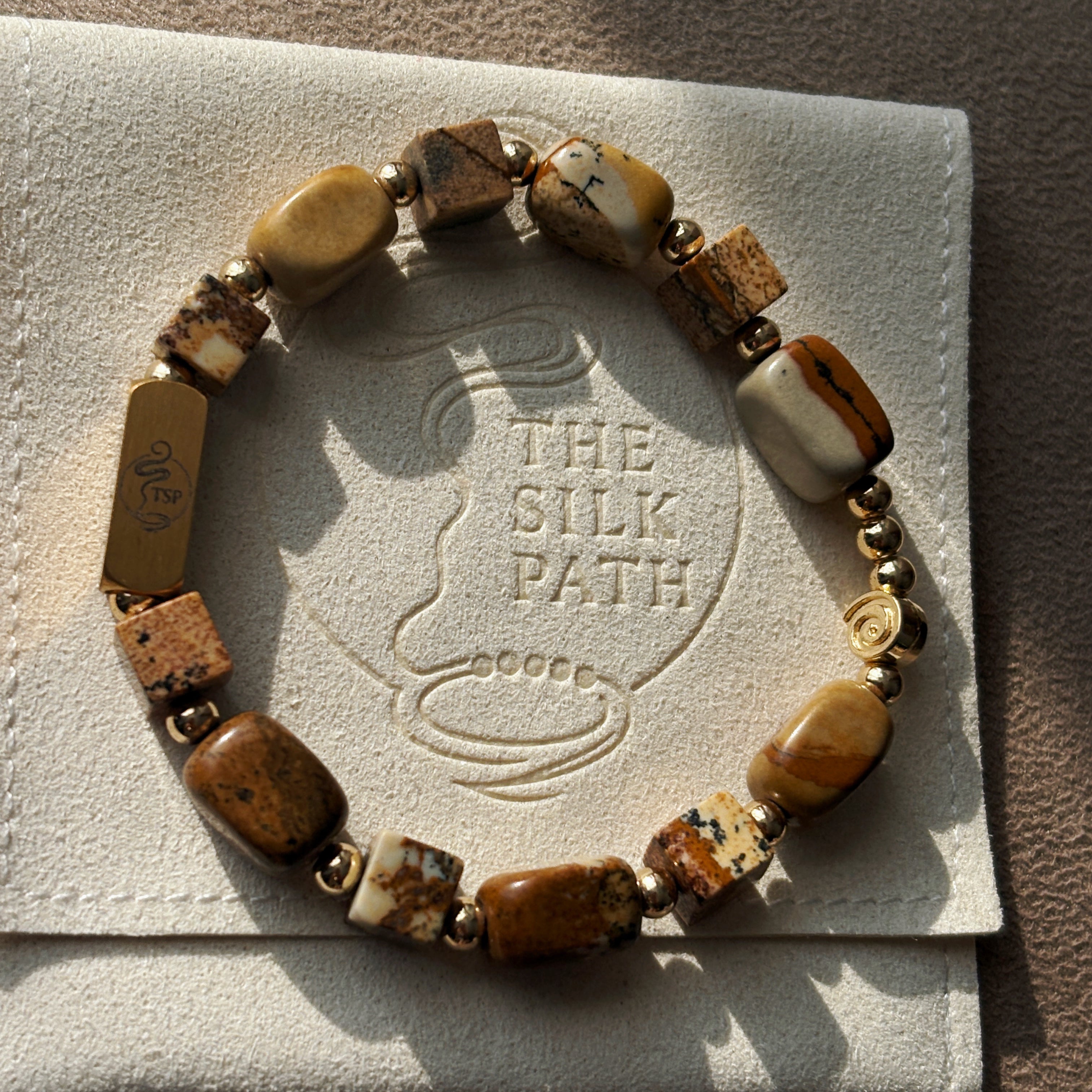 Silk Road Relic Dunes of Time Picture Jasper Grounding Bracelet
