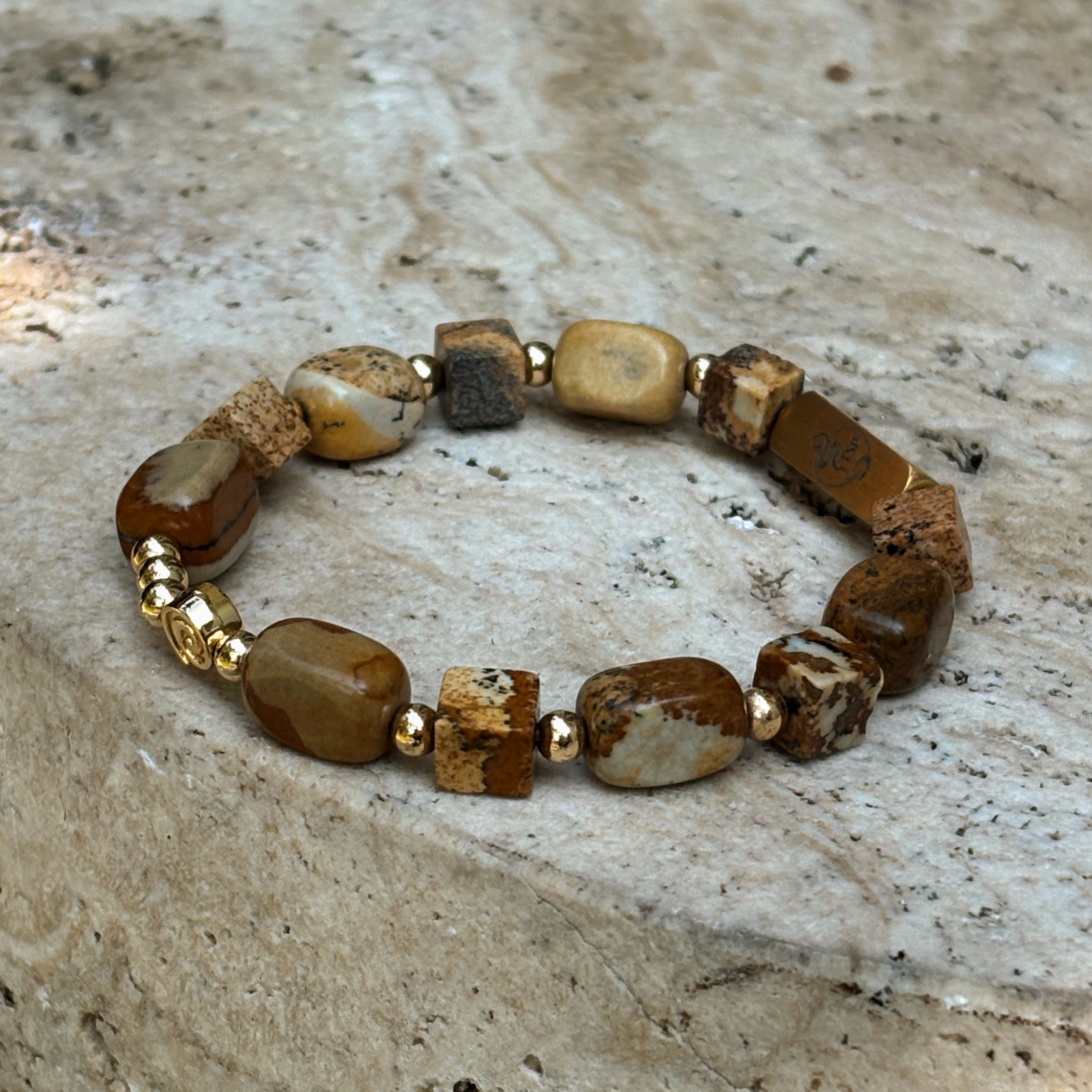 Silk Road Relic Dunes of Time Picture Jasper Grounding Bracelet