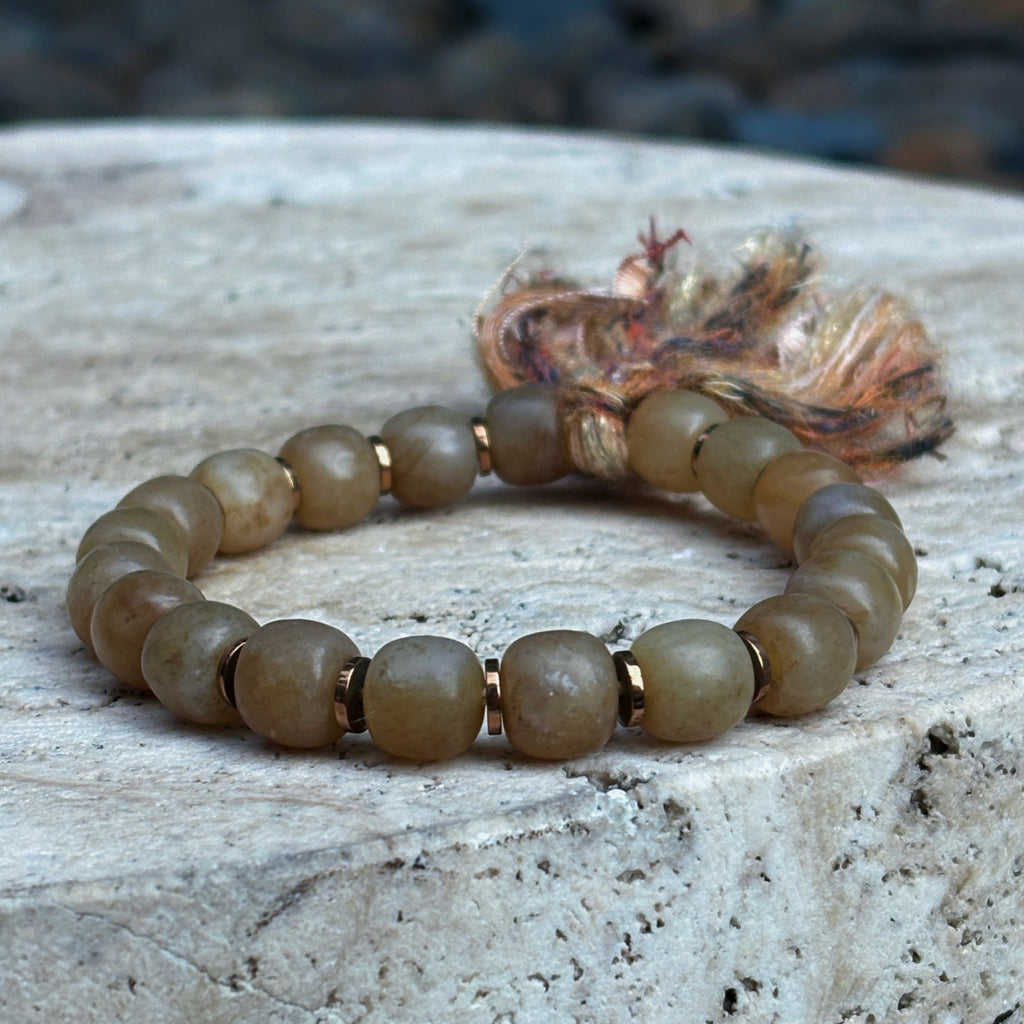 Mystic Himalayan Spring Rebirth Honey Brown Jade Grounding Bracelet