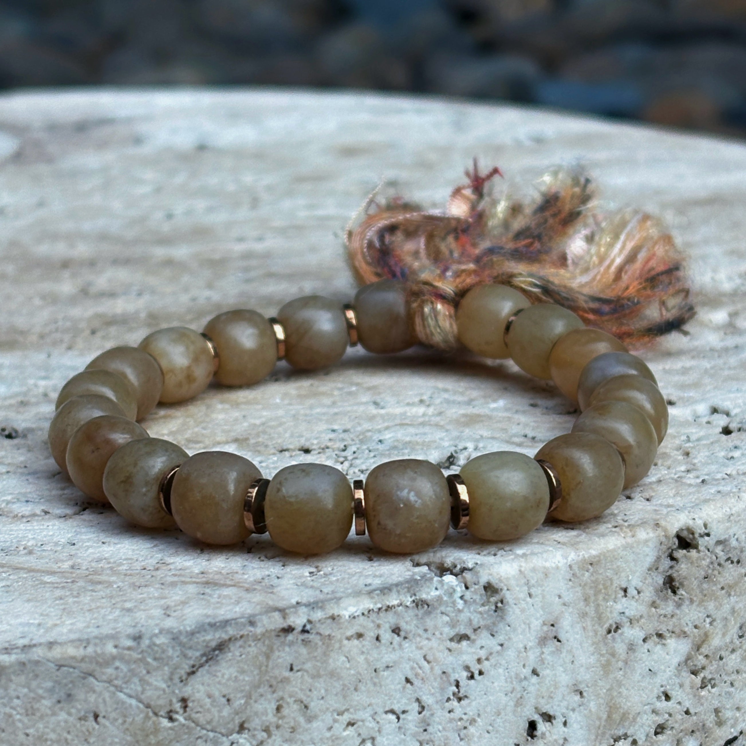Mystic Himalayan Spring Rebirth Honey Brown Jade Grounding Bracelet