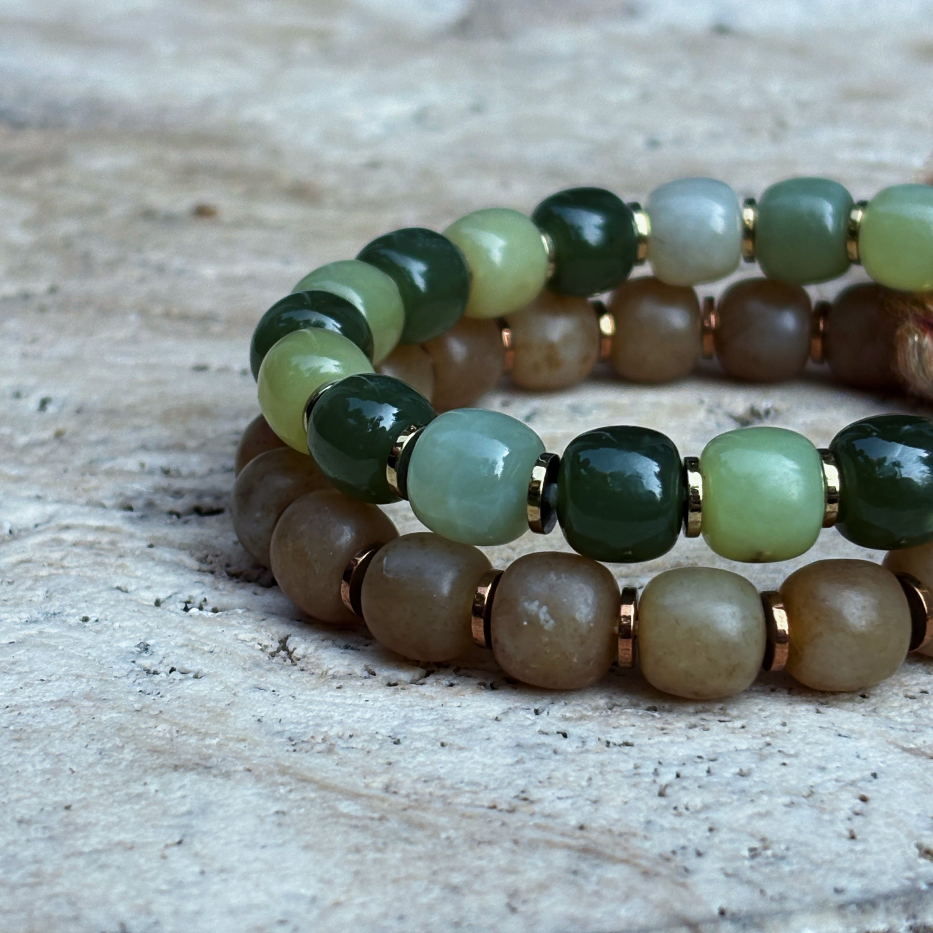 Mystic Himalayan Spring Rebirth Honey Brown Jade Grounding Bracelet
