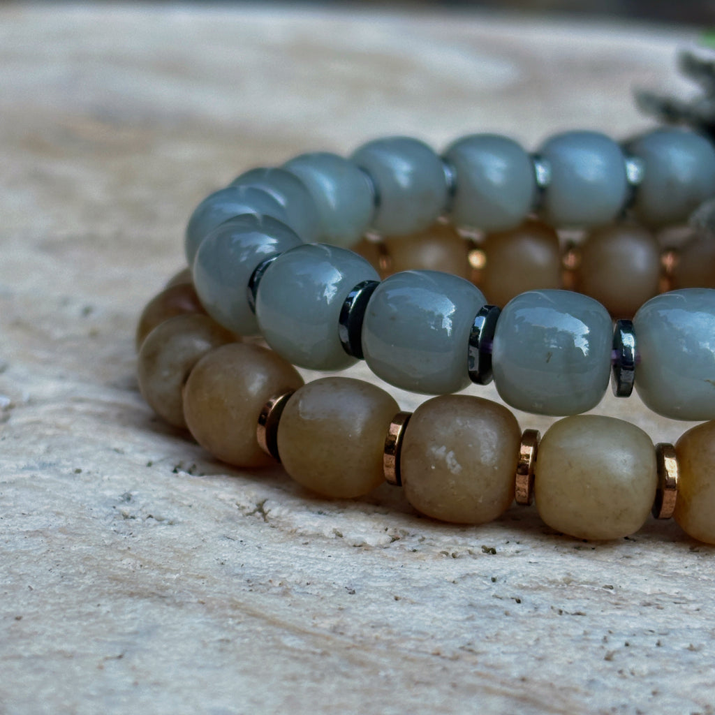 Mystic Himalayan Mist and Pine Olive Green Jade Calm Bracelet