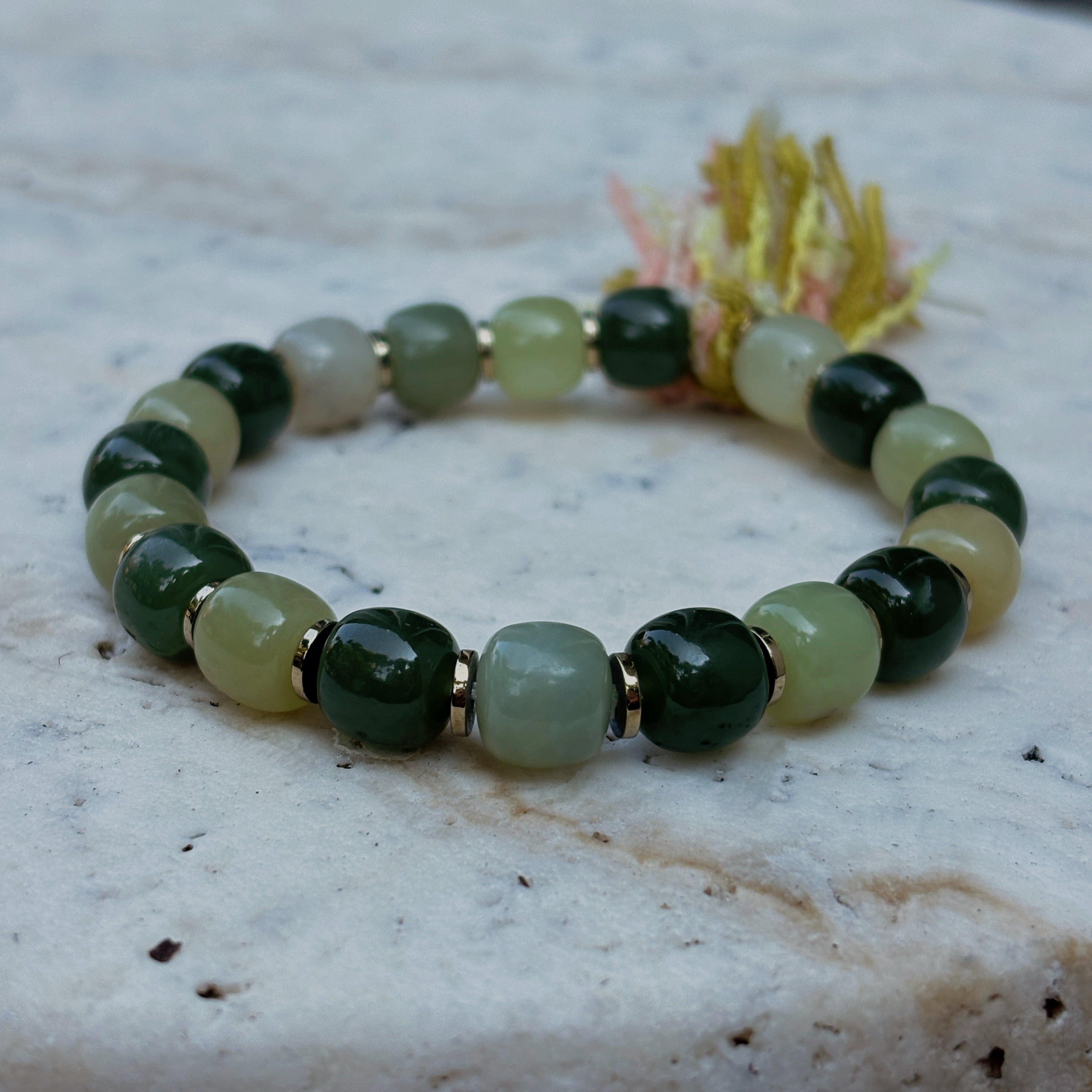 Mystic Himalayan Inner Stillness Deep Green Jade Growth Bracelet