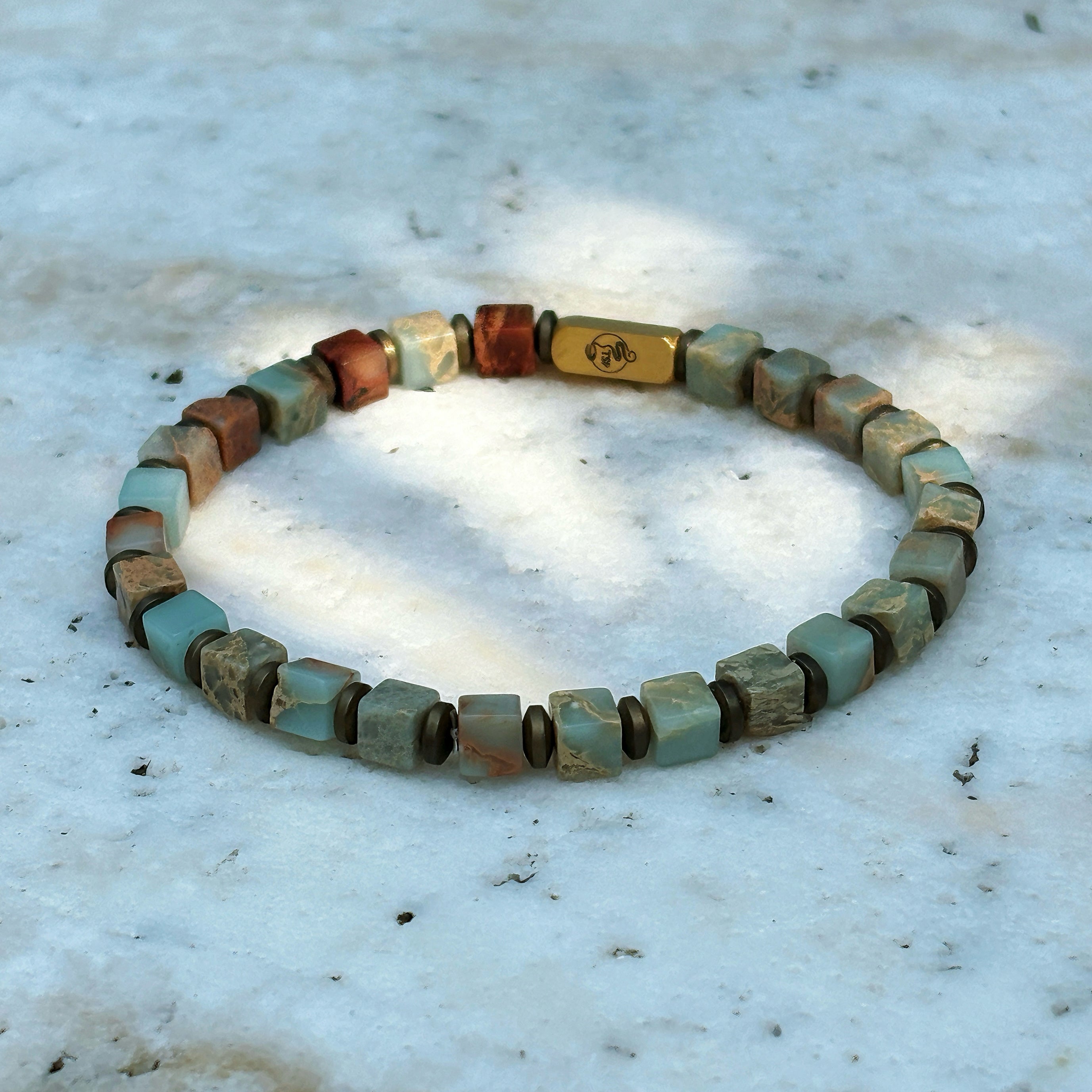 Silk Road Relic Harbor of Echoes Aqua Terra Jasper Grounding Bracelet