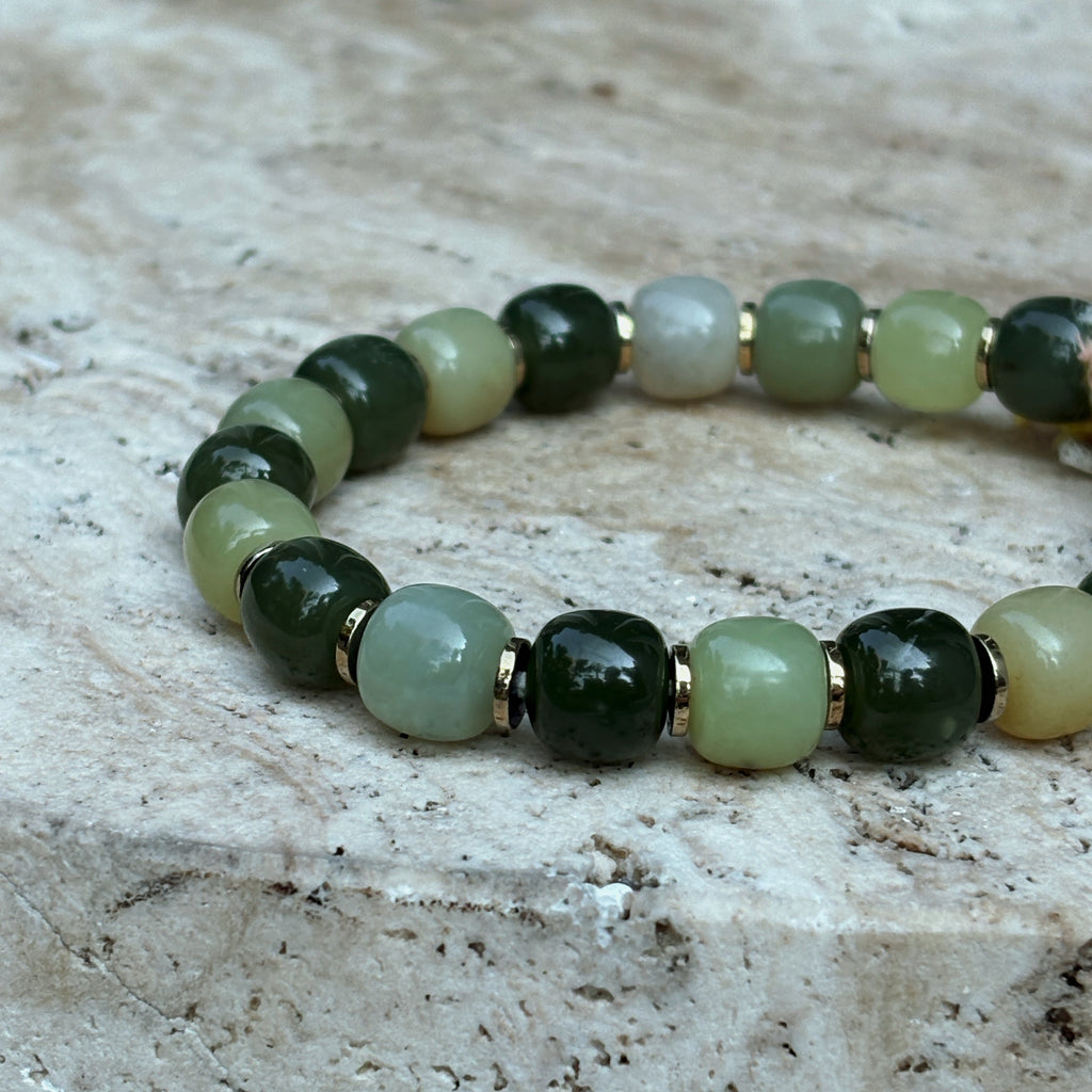 Mystic Himalayan Inner Stillness Deep Green Jade Growth Bracelet