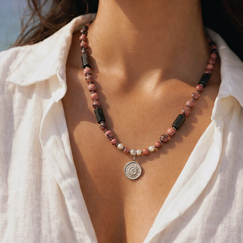 Sentinel Aurora Guard Rhodonite Black Tourmaline Compassion Necklace