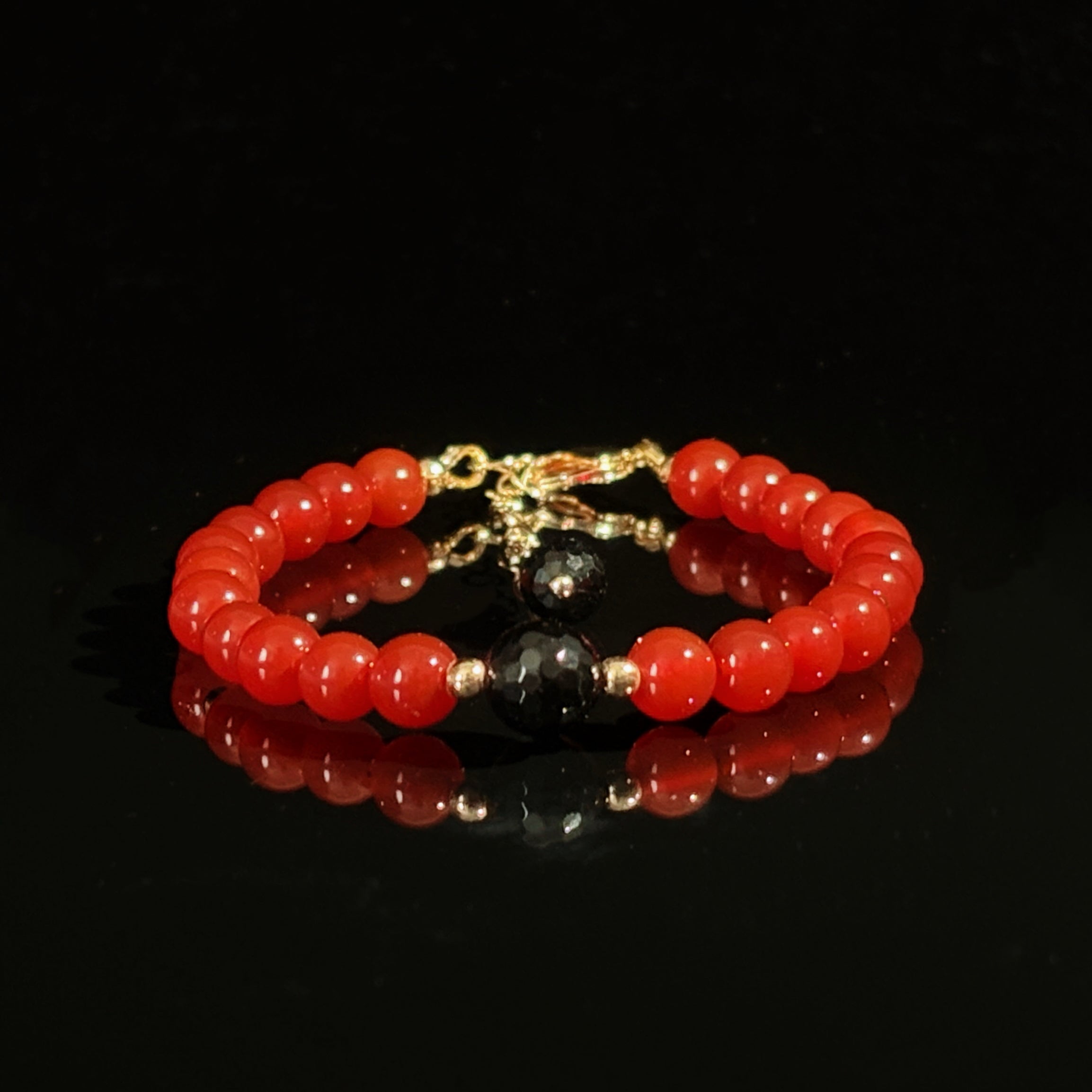 Healing Series Rooted Flame Red Agate Black Onyx Stability Grounding Bracelet