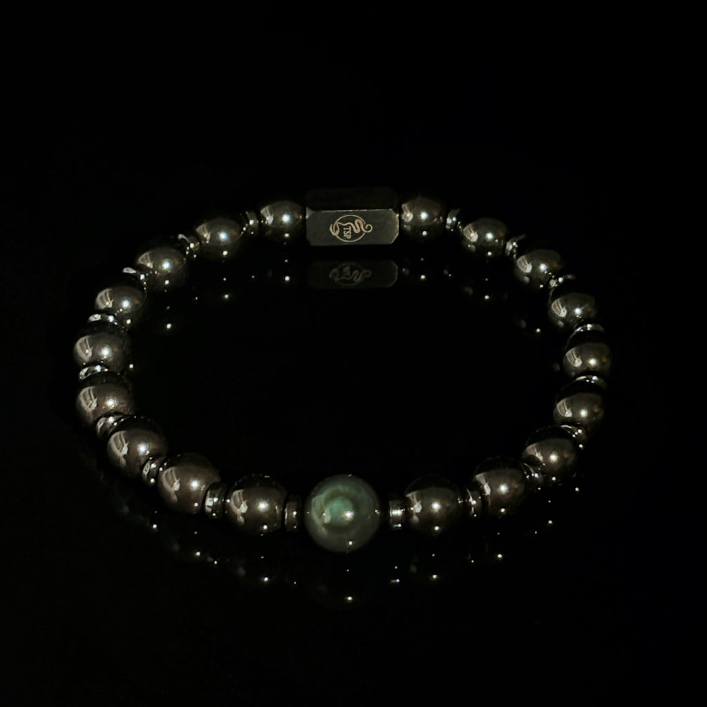 Sentinel Eye of Obsidian Rainbow Obsidian Hematite Protection Bracelet