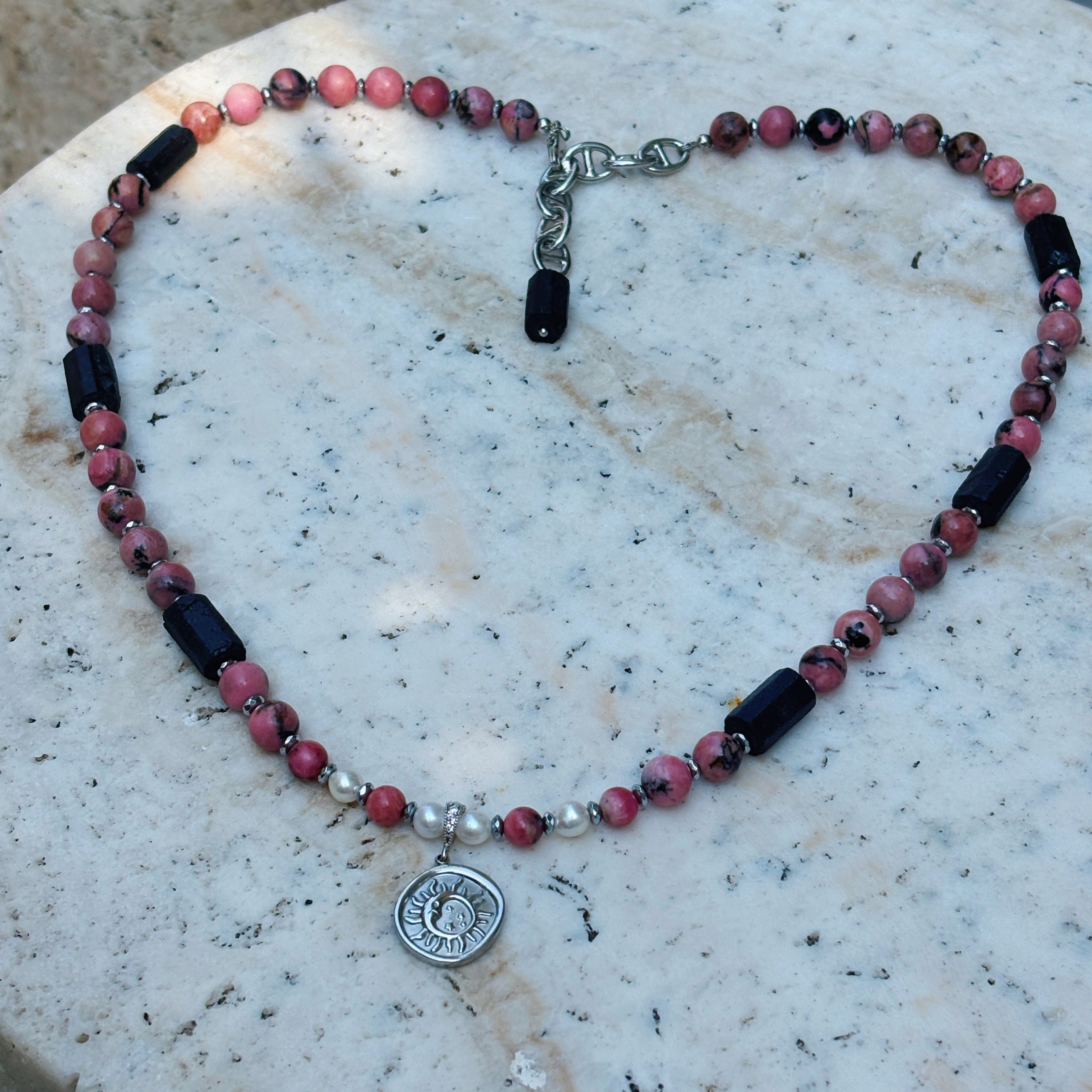 Sentinel Aurora Guard Rhodonite Black Tourmaline Compassion Necklace