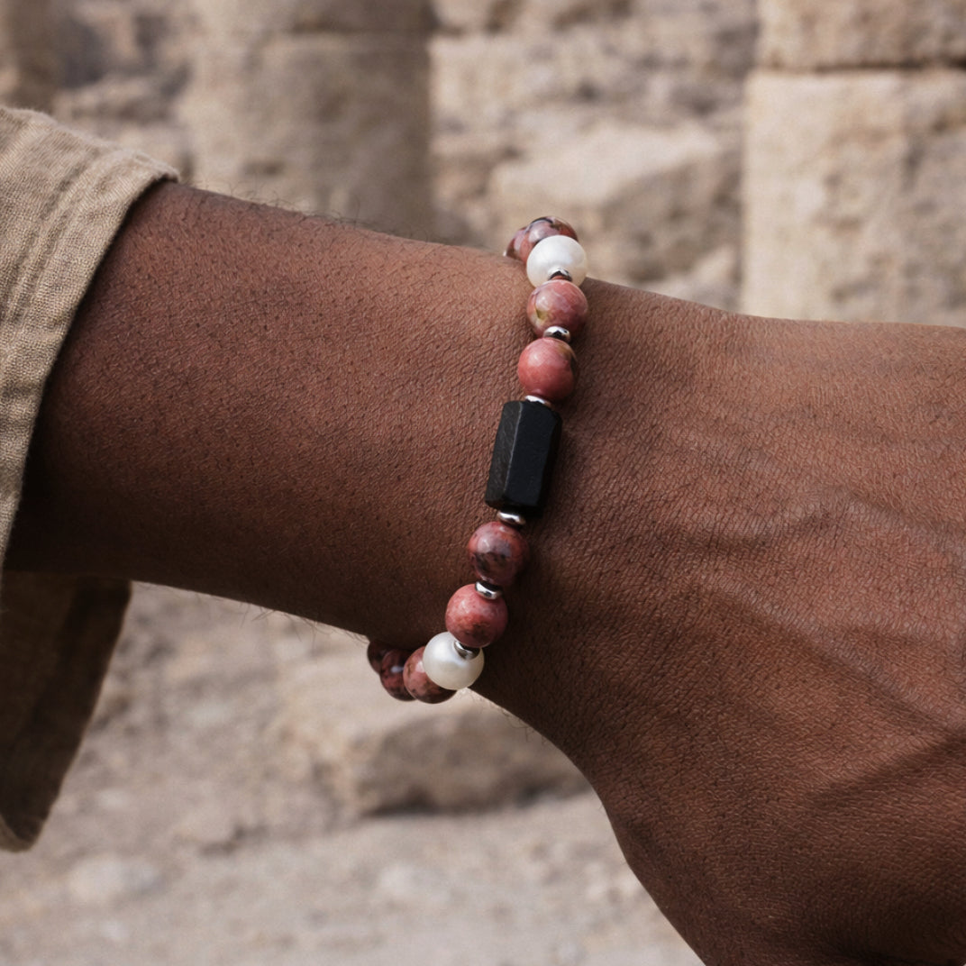 Sentinel Aurora Guard Rhodochrosite Black Tourmaline Protection Healing Bracelet