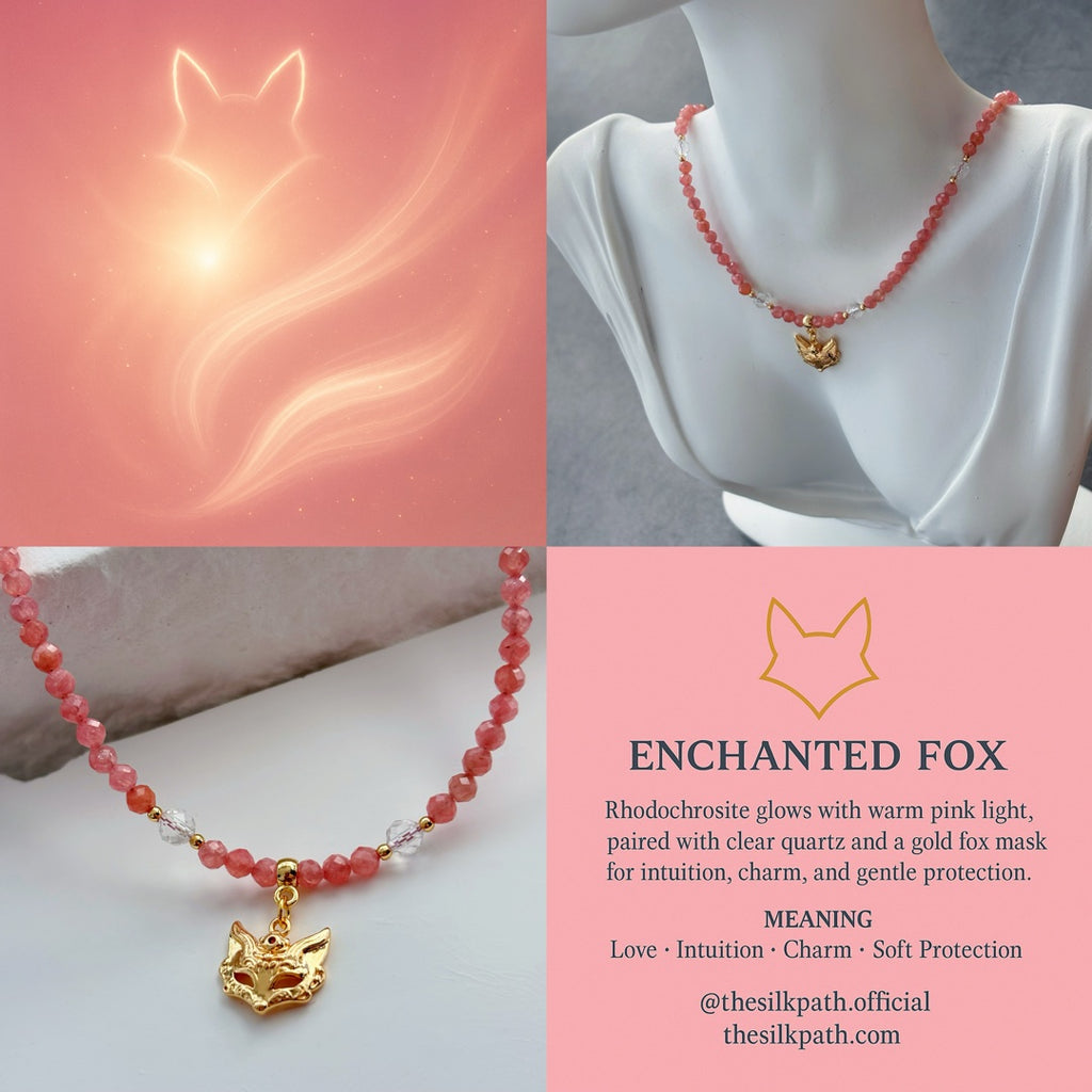 Enchanted Fox Rhodochrosite Pink Crystal Necklace