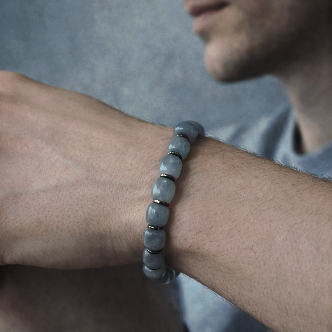 Mystic Himalayan Mist and Pine Olive Green Jade Calm Bracelet