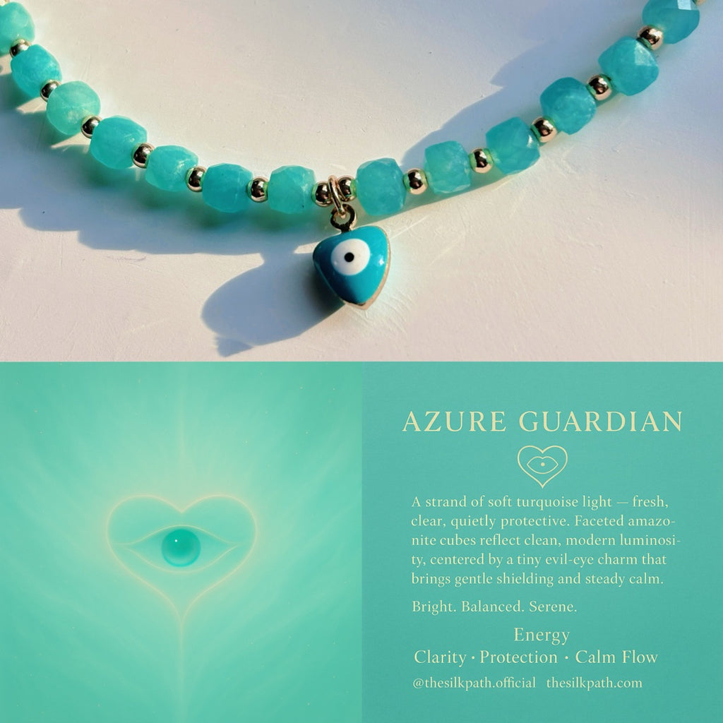 Azure Guardian Amazonite with Evil-Eye Charm Bracelet
